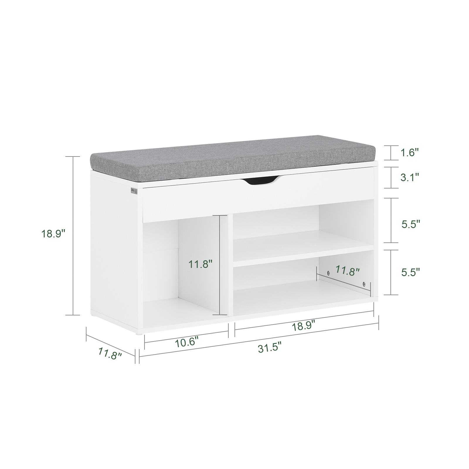 SoBuy FSR45-HG,Shoe Storage Cabinet,Shoe Rack Shoe Bench with Lift Up Bench Top and Grey Cushion