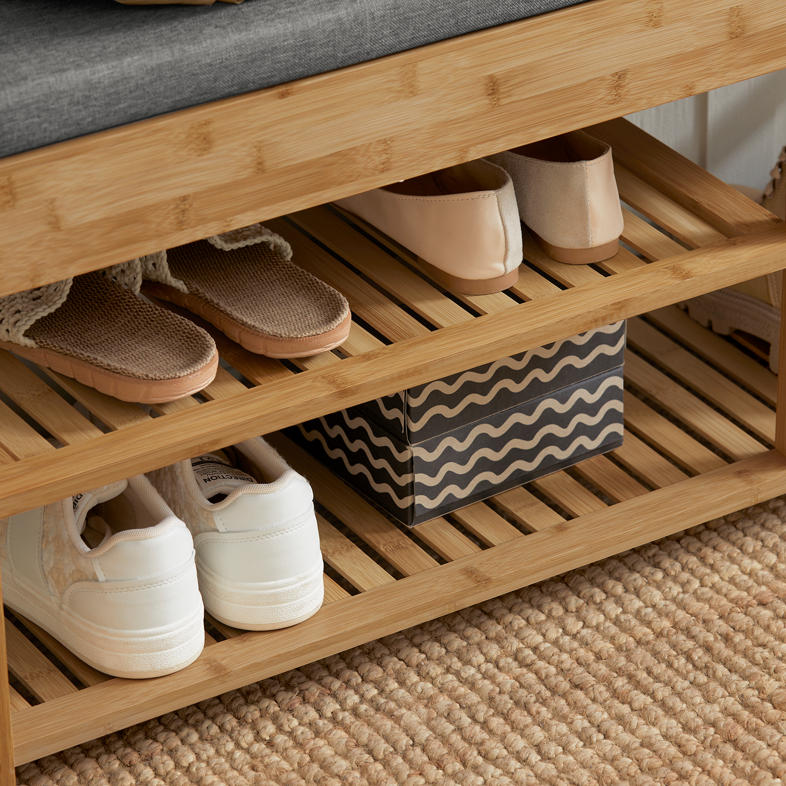SoBuy Padded Hallway Shoe Storage Rack Bench with Storage Space,FSR47-N