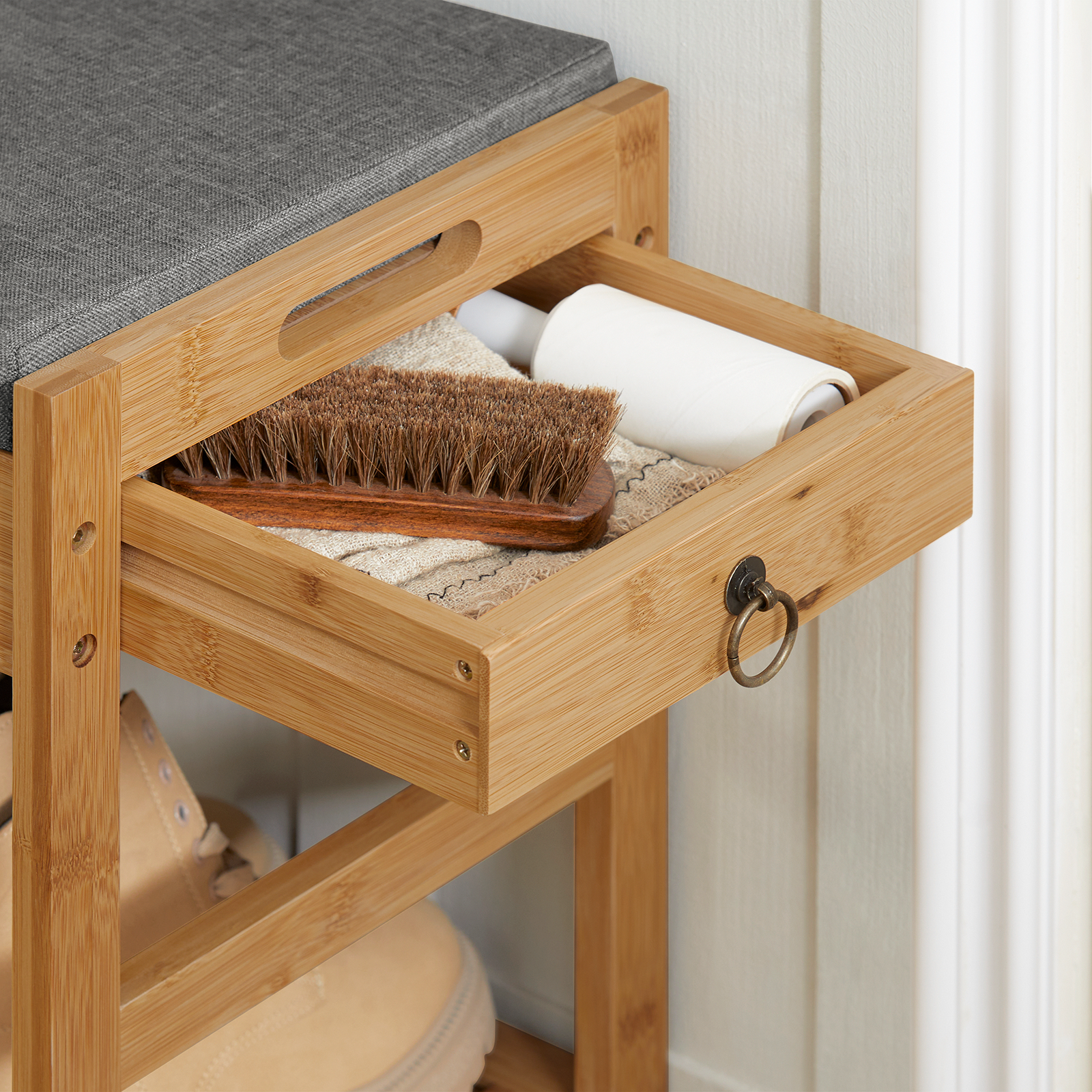 SoBuy Padded Hallway Shoe Storage Rack Bench with Storage Space,FSR47-N