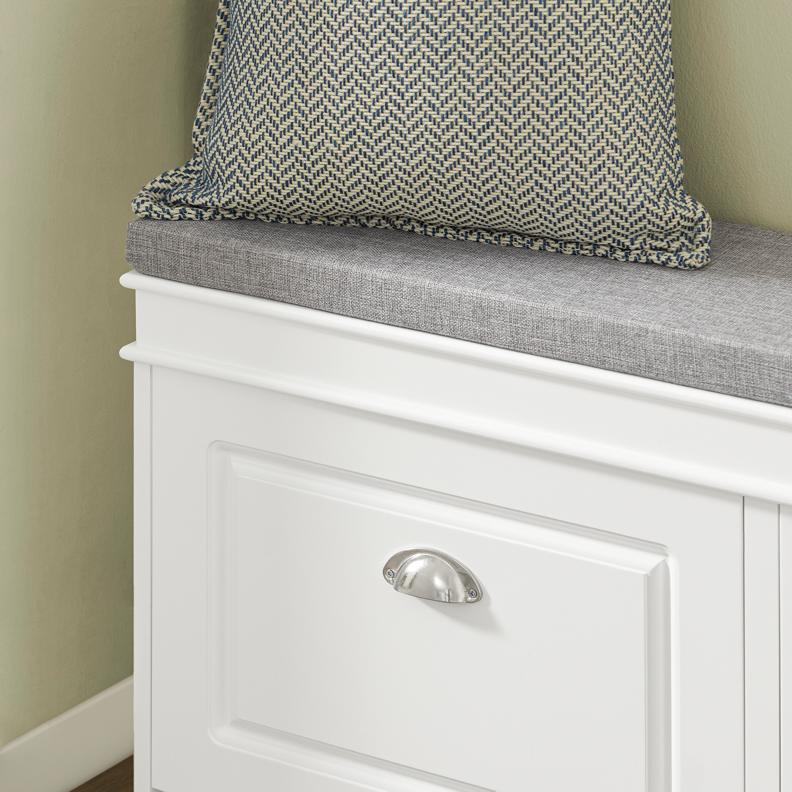SoBuy FSR64-W,Hallway Shoe Bench,Shoe Cabinet with Flip-Drawer and Seat Cushion