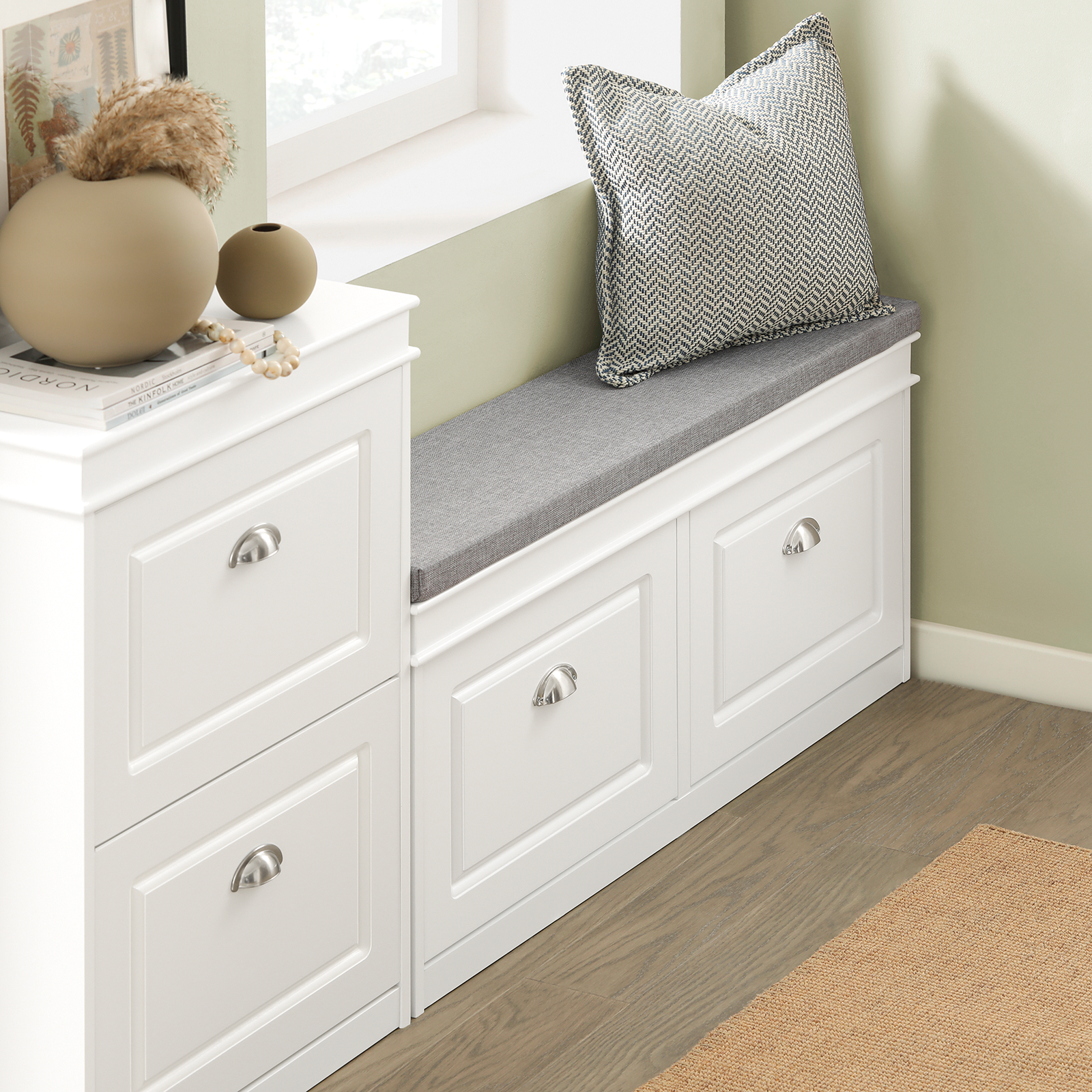 SoBuy FSR64-W,Hallway Shoe Bench,Shoe Cabinet with Flip-Drawer and Seat Cushion