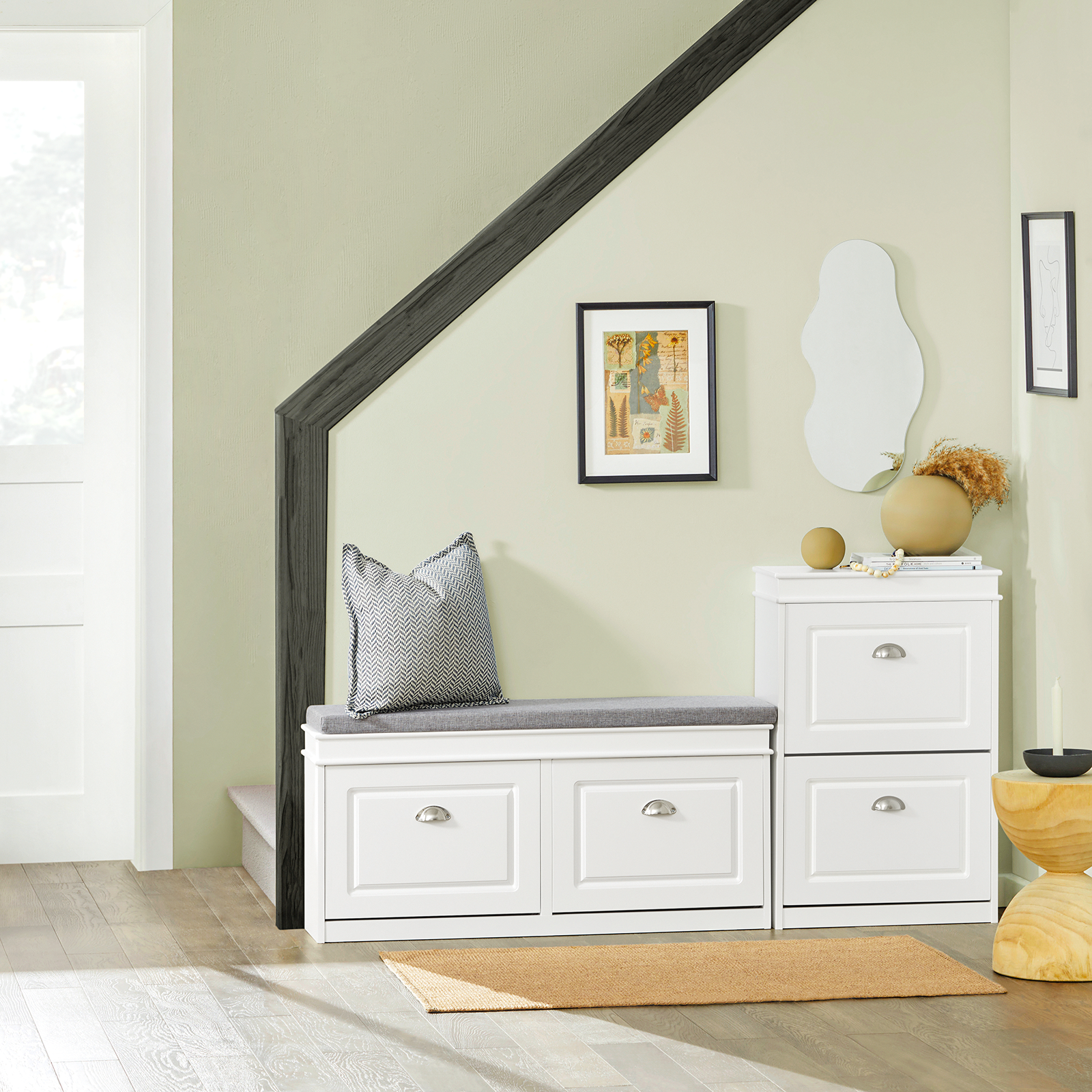 SoBuy 2 Drawers Shoe Cabinet Shoe Rack Shoe Storage Cupboard Organizer Unit, FSR78-W