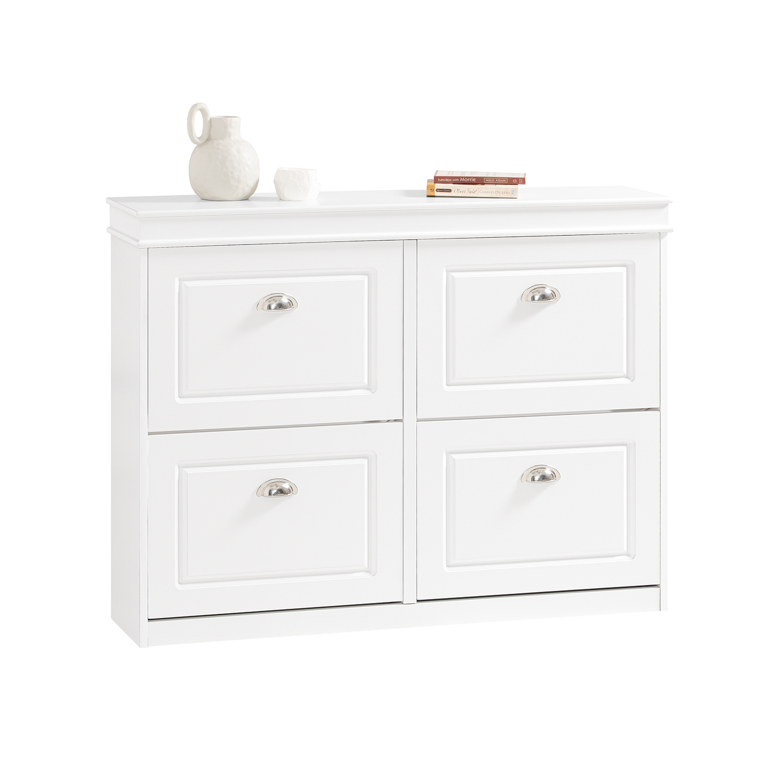 SoBuy 4 Drawers Shoe Cabinet Shoe Rack Shoe Storage Cupboard Organizer Unit,FSR79-W