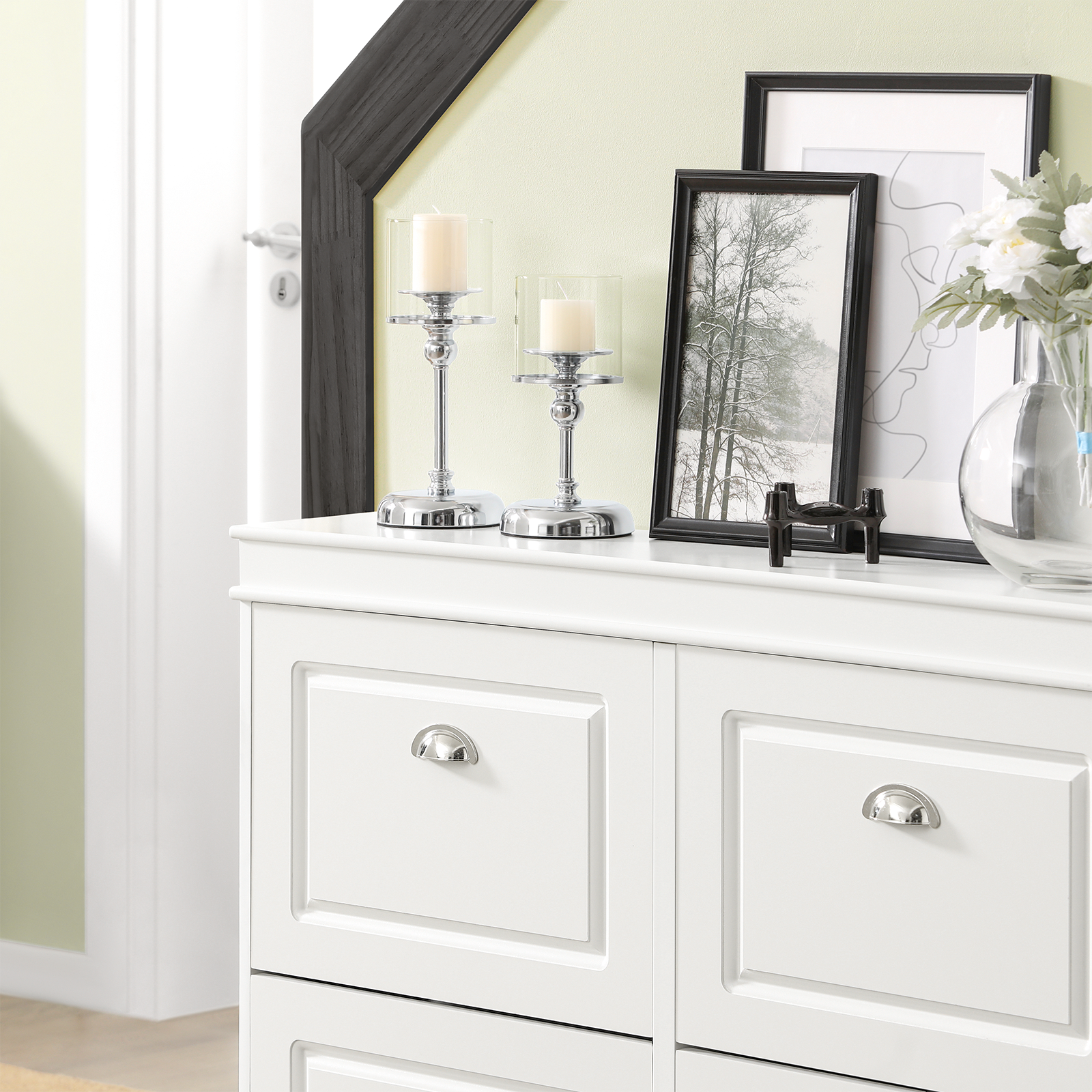 SoBuy 4 Drawers Shoe Cabinet Shoe Rack Shoe Storage Cupboard Organizer Unit,FSR79-W