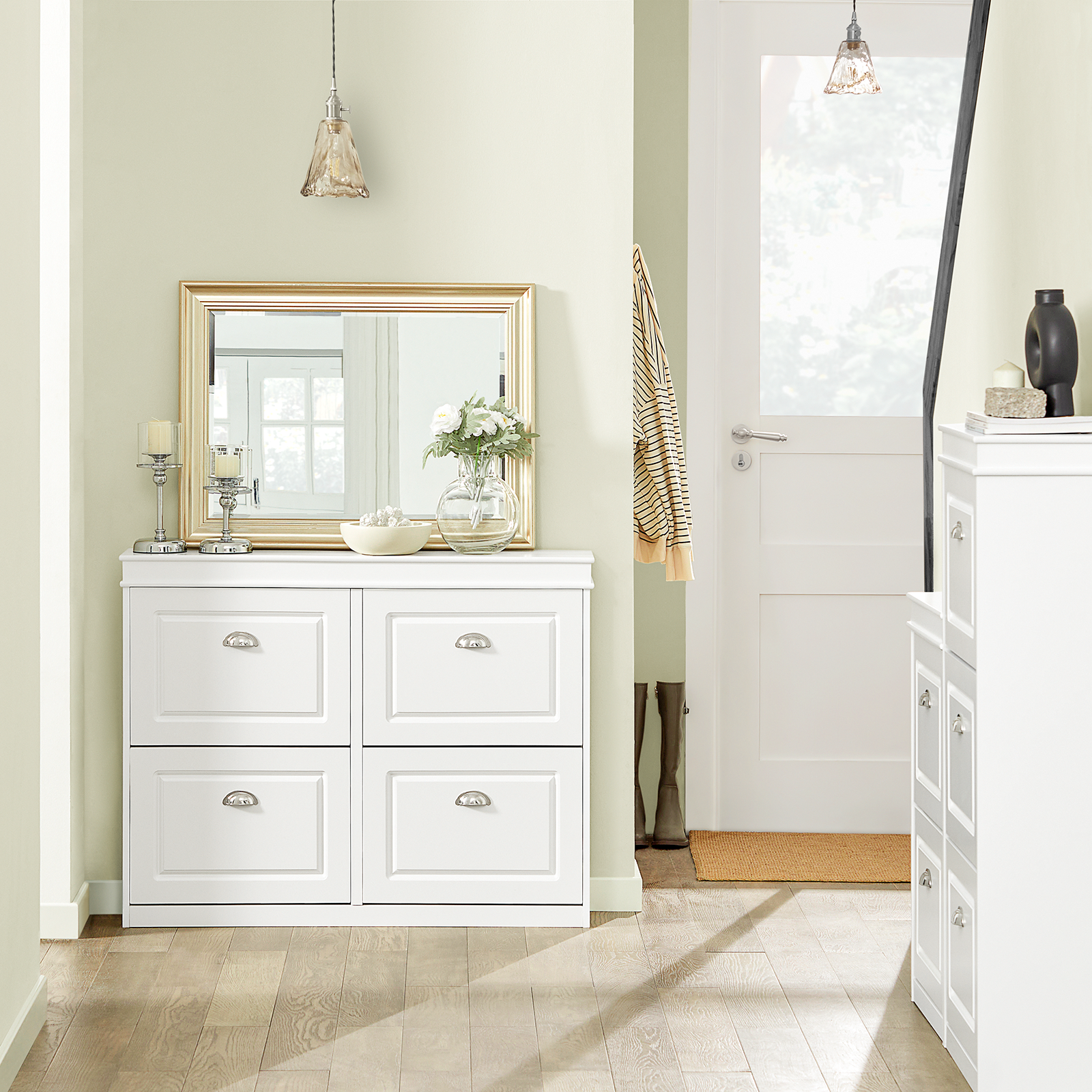 SoBuy 4 Drawers Shoe Cabinet Shoe Rack Shoe Storage Cupboard Organizer Unit,FSR79-W