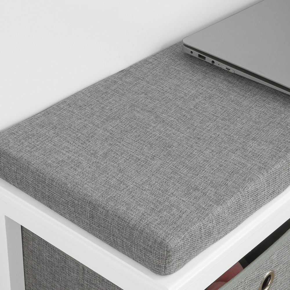 SoBuy FSR81-HG,Entryway Bedroom Storage Bench with 2 Baskets,Shoe Cabinet,Shoe Bench with Seat Cushion