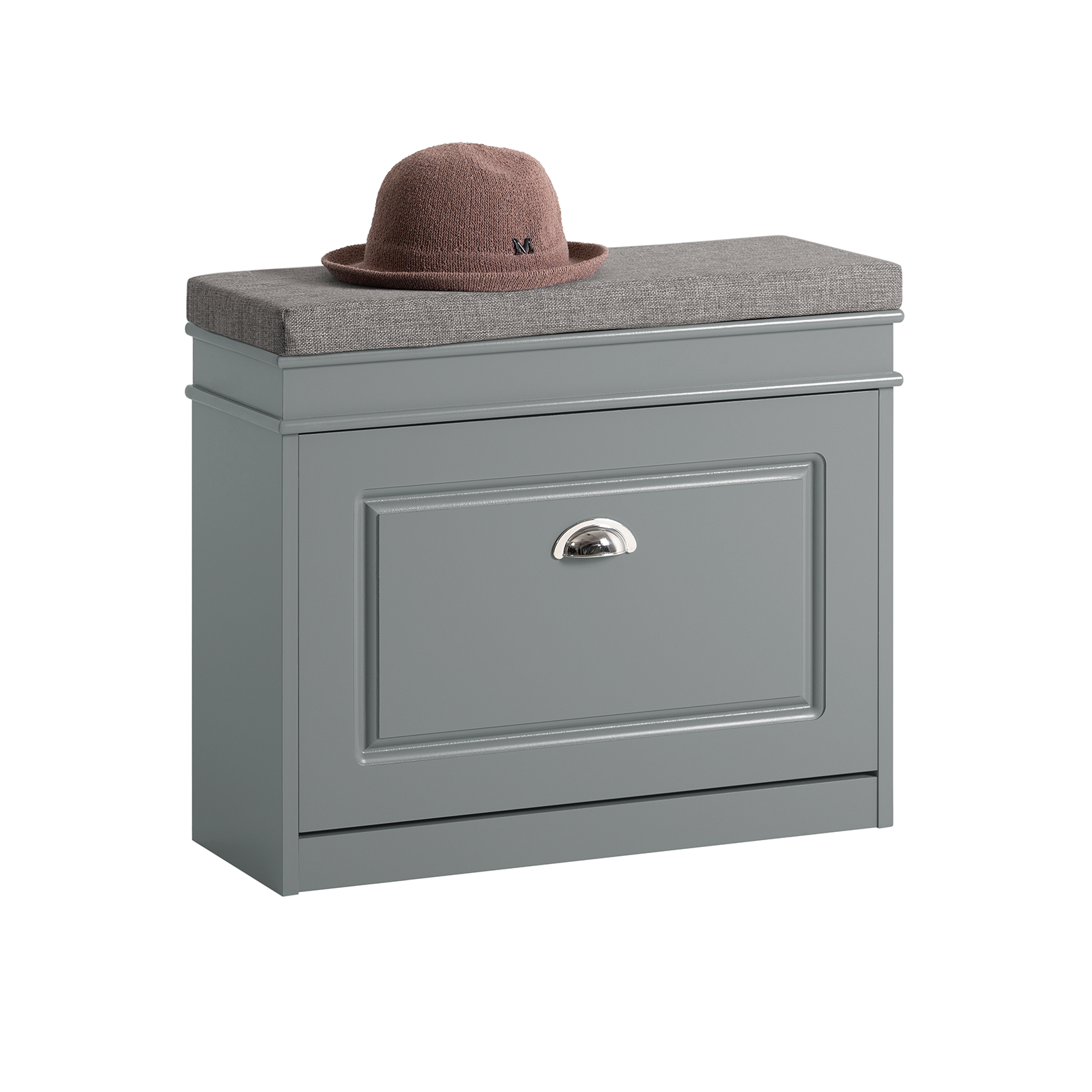 SoBuy FSR82-K-HG,Shoe Cabinet,Hallway Shoe Bench Shoe Rack Shoe Cabinet with Flip-Drawer and Seat Cushion,Grey