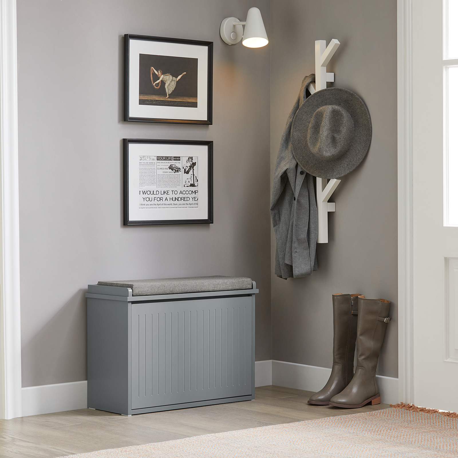 SoBuy FSR98-HG Hallway Shoe Bench Shoe Rack Shoe Cabinet With Seat Cushion