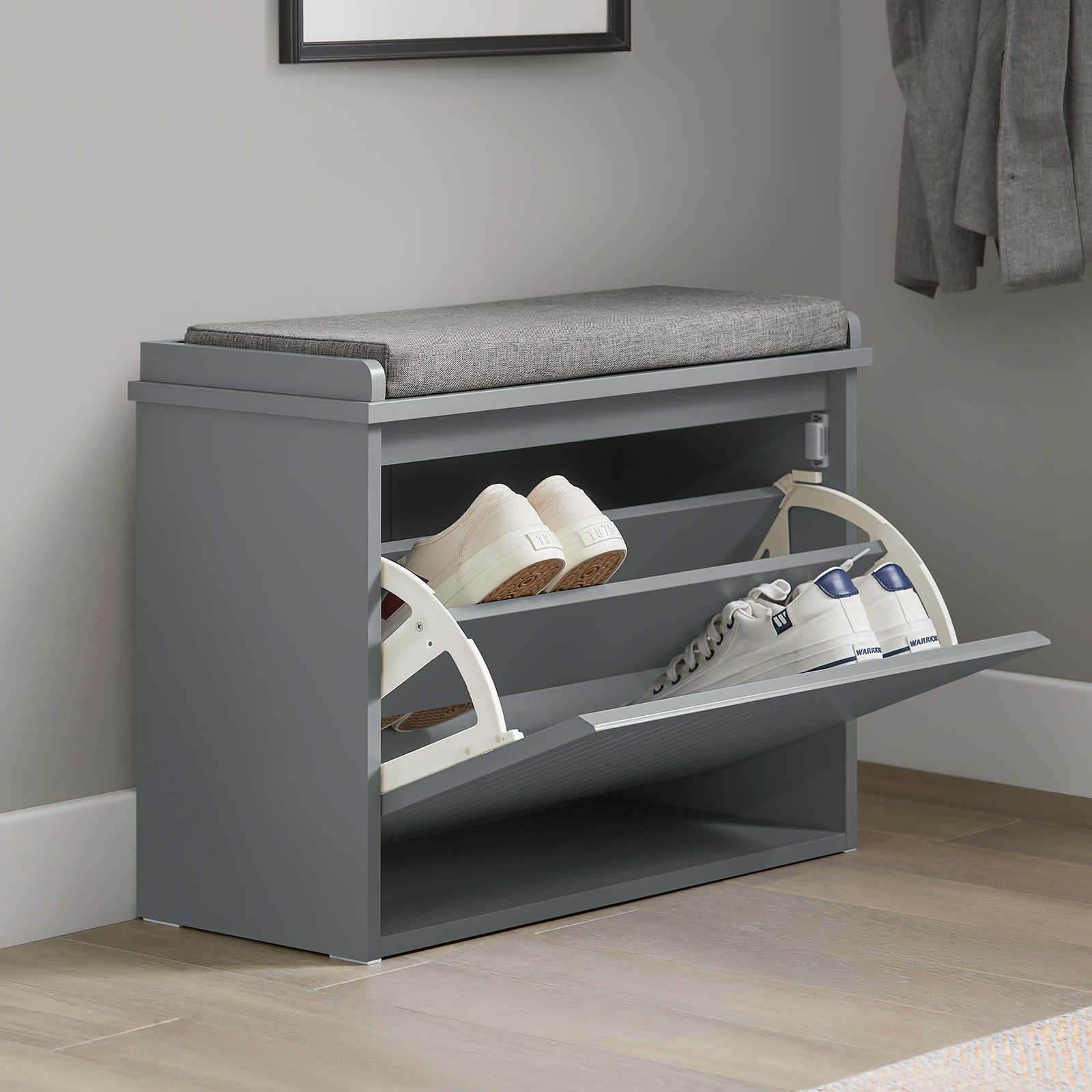 SoBuy FSR98-HG Hallway Shoe Bench Shoe Rack Shoe Cabinet With Seat Cushion