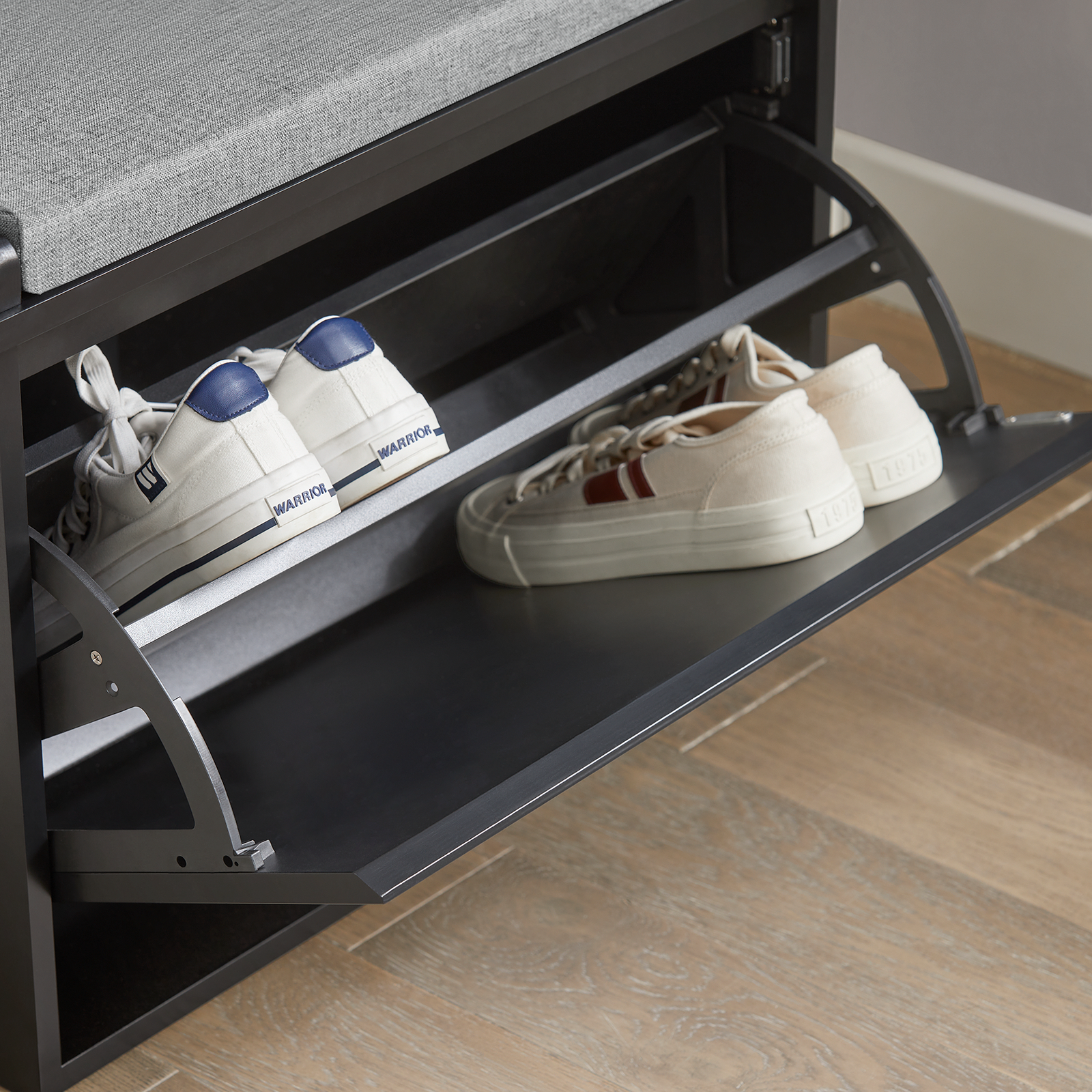 SoBuy FSR98-SCH Hallway Shoe Bench Shoe Rack Shoe Cabinet with Seat Cushion and Flip-Drawer