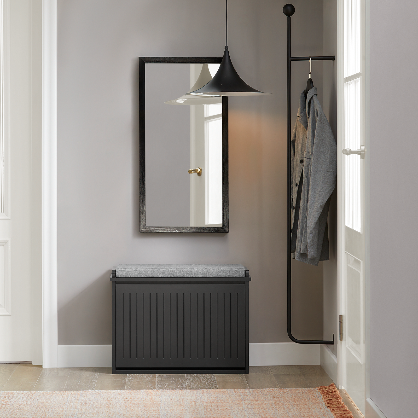 SoBuy FSR98-SCH Hallway Shoe Bench Shoe Rack Shoe Cabinet with Seat Cushion and Flip-Drawer