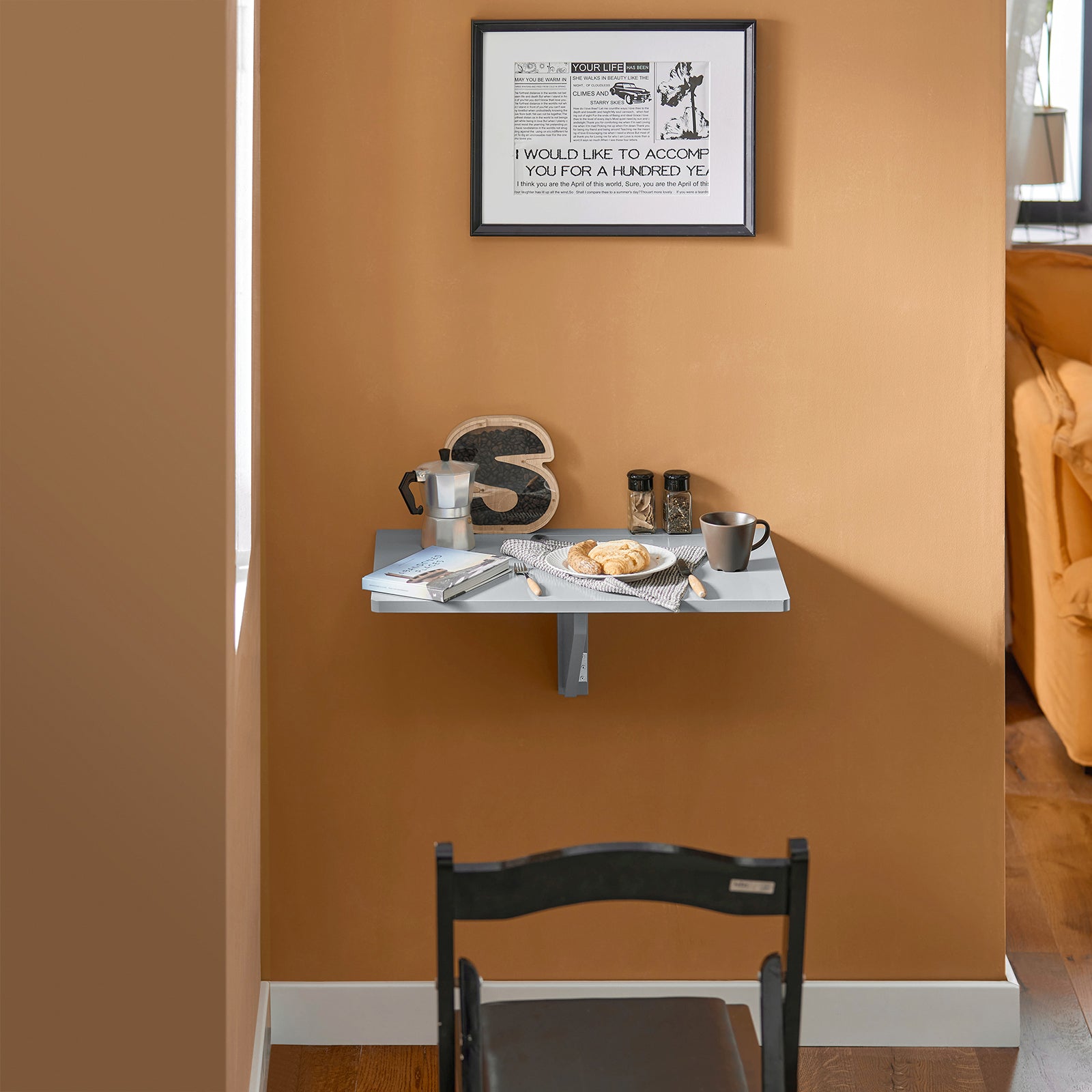 SoBuy Folding Wall-Mounted Drop-Leaf Table, Computer Desk, Dining Table FWT03-HG