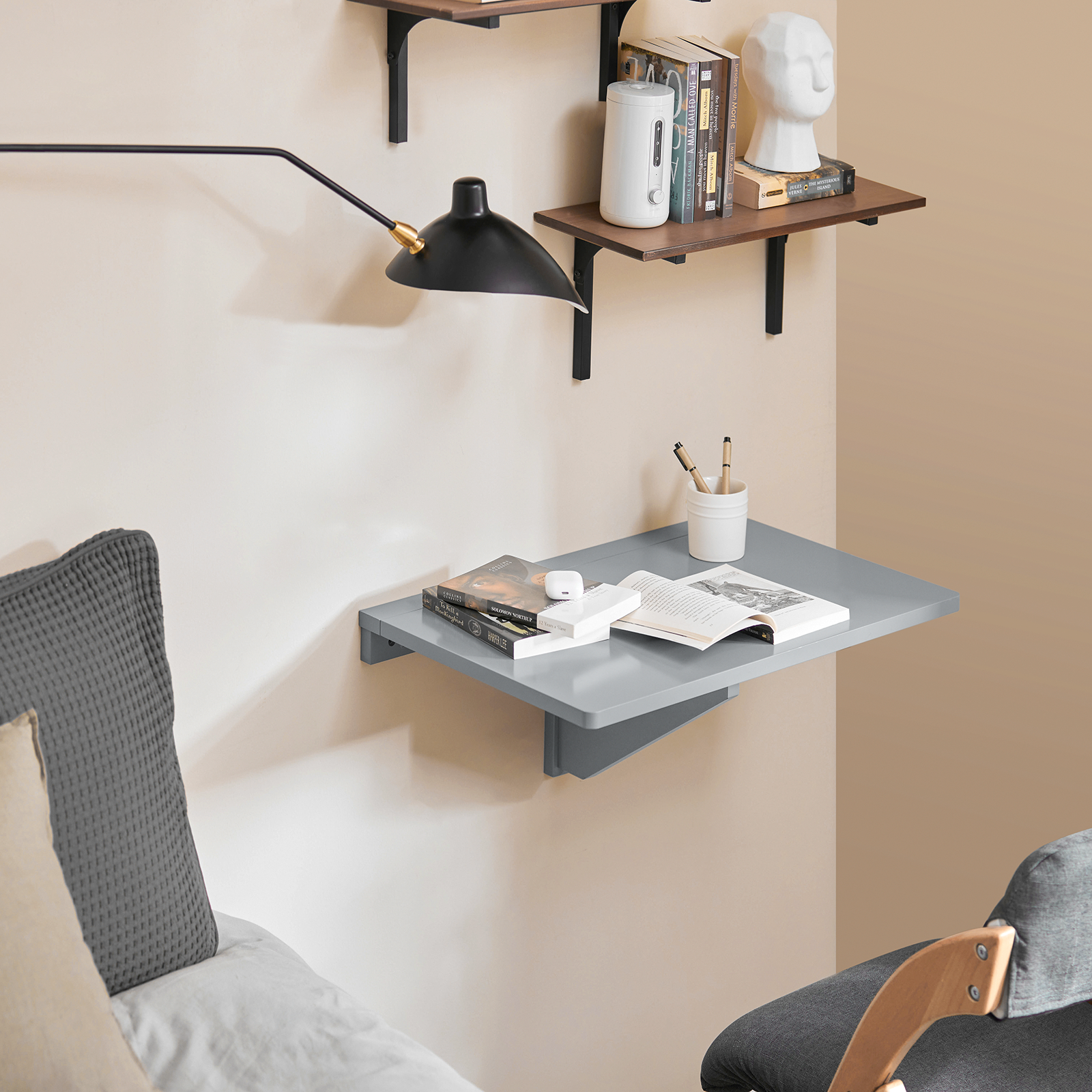 SoBuy Folding Wall-Mounted Drop-Leaf Table, Computer Desk, Dining Table FWT03-HG