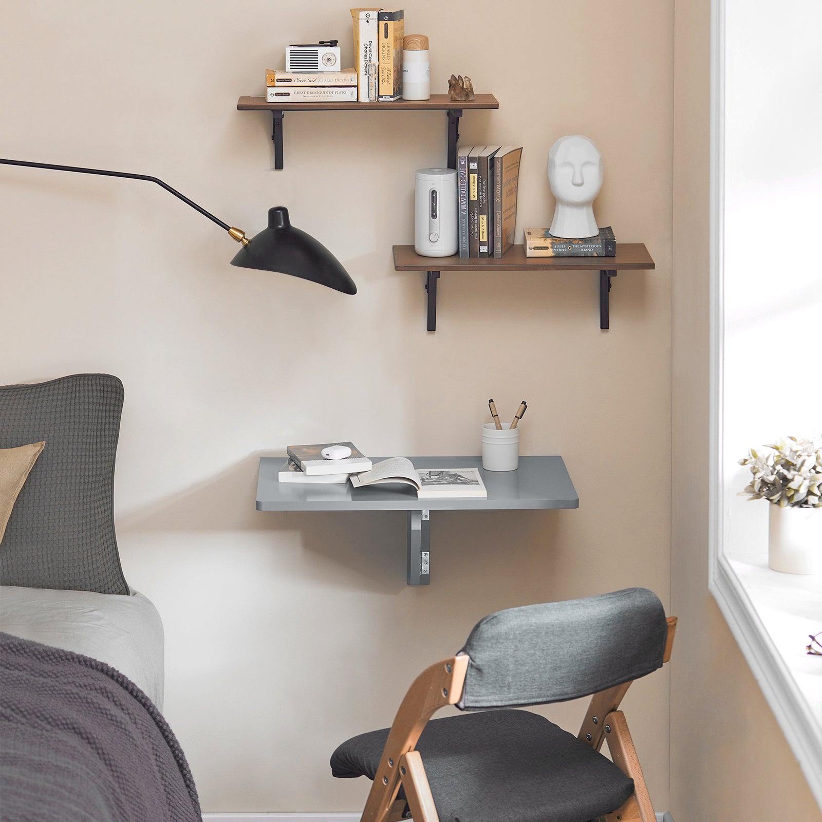 SoBuy Folding Wall-Mounted Drop-Leaf Table, Computer Desk, Dining Table FWT03-HG