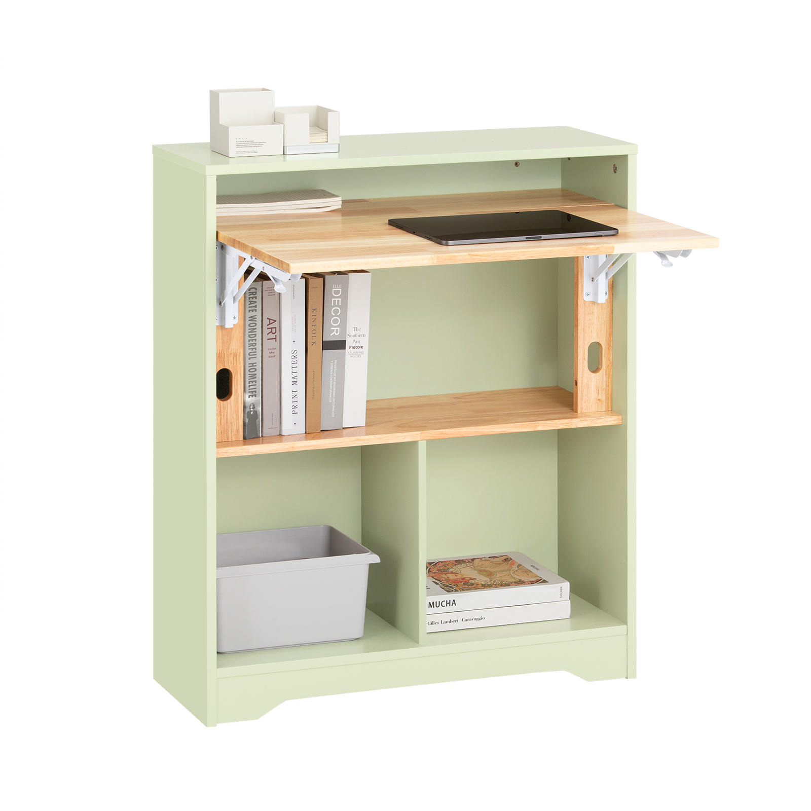 SoBuy Home Office Folding Table Desk Computer Desk Workstation with 5 Storage Shelves FWT104-GR
