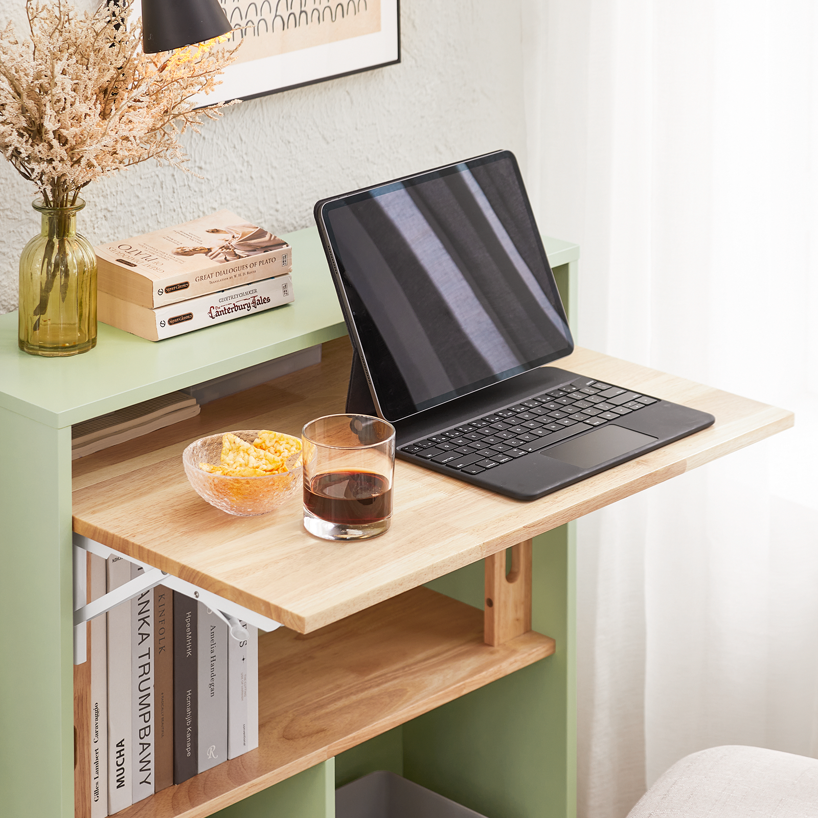 SoBuy Home Office Folding Table Desk Computer Desk Workstation with 5 Storage Shelves FWT104-GR