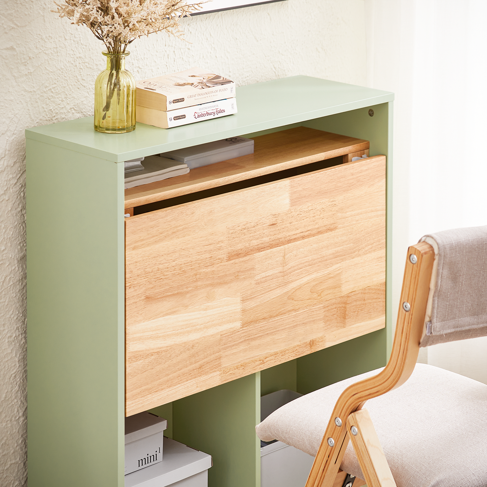 SoBuy Home Office Folding Table Desk Computer Desk Workstation with 5 Storage Shelves FWT104-GR