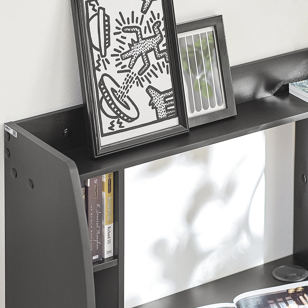 SoBuy FWT18-SCH,Wall-mounted Table Desk with Storage Shelves and Drawers,Home Office Desk Workstation,Black