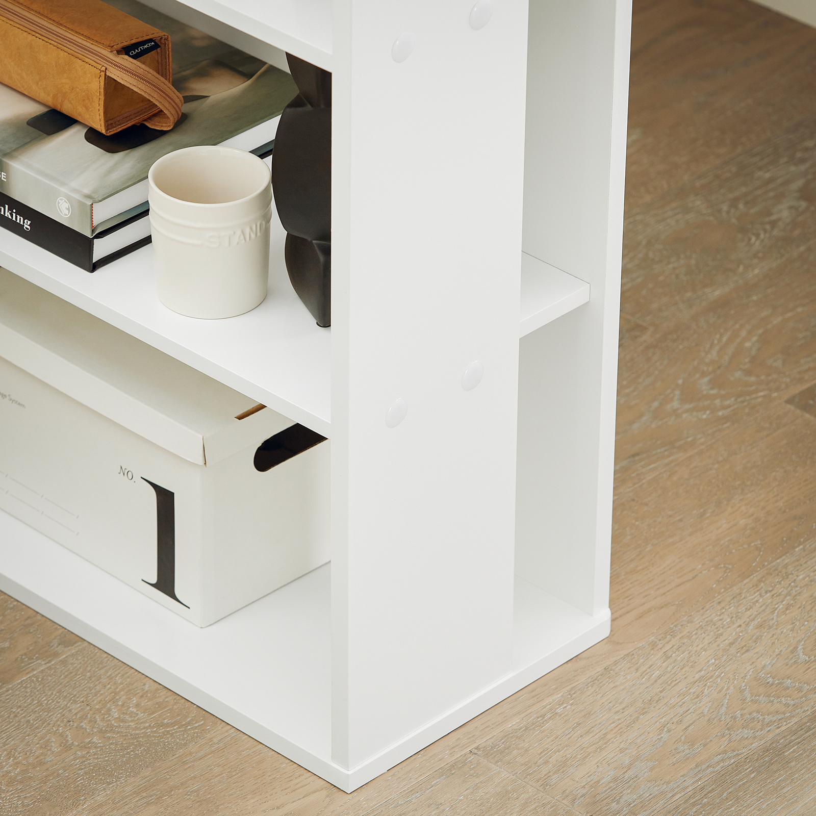 SoBuy Home Office Table Desk Computer Desk Computer Workstation with Drawer and Storage Shelves FWT35-W