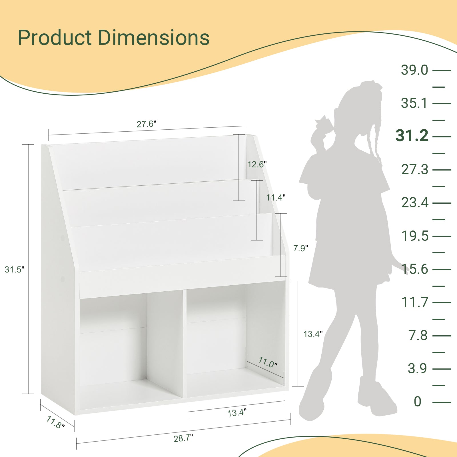 SoBuy Children Kids Bookcase Storage Display Rack Organizer Holder KMB01-W