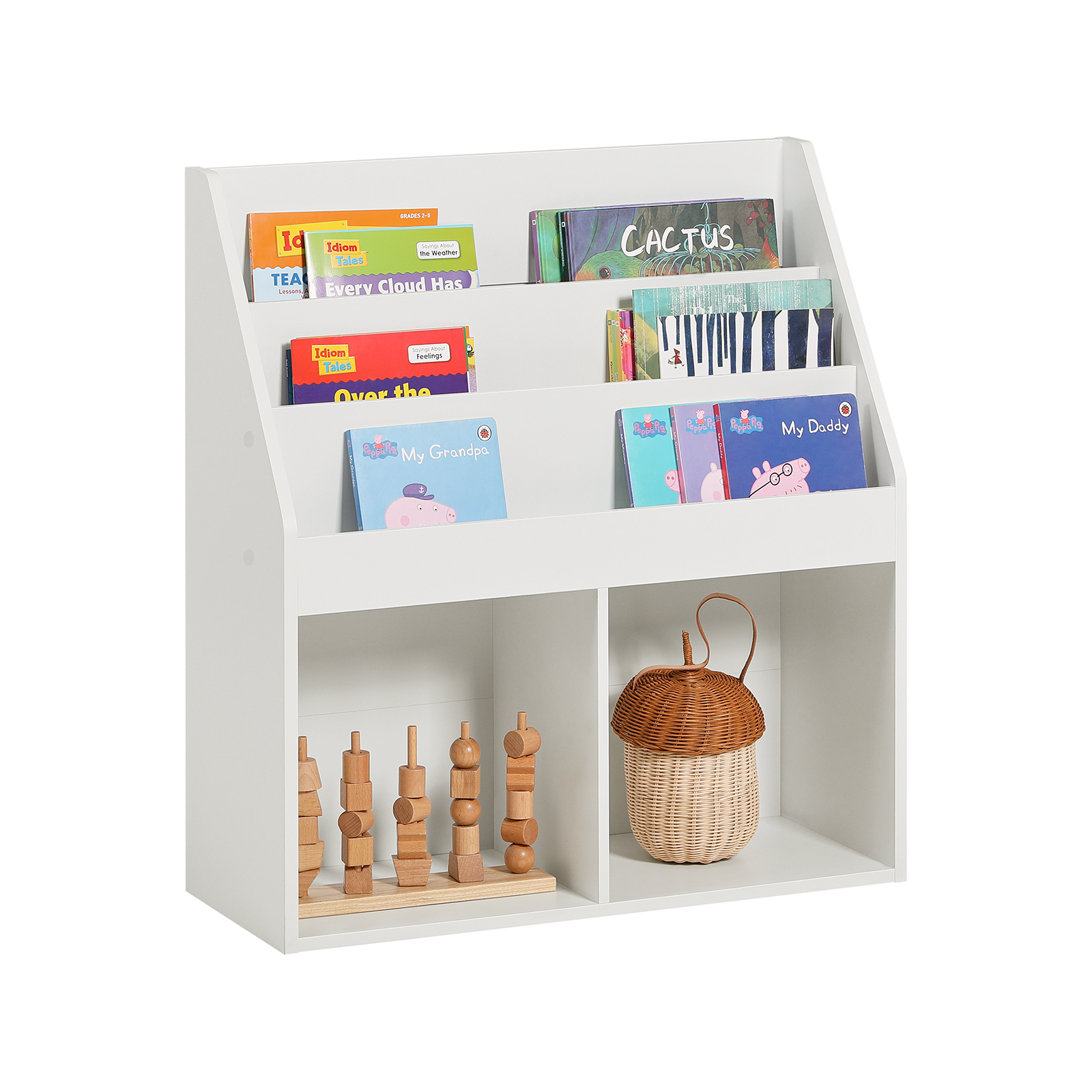 SoBuy Children Kids Bookcase Storage Display Rack Organizer Holder KMB01-W