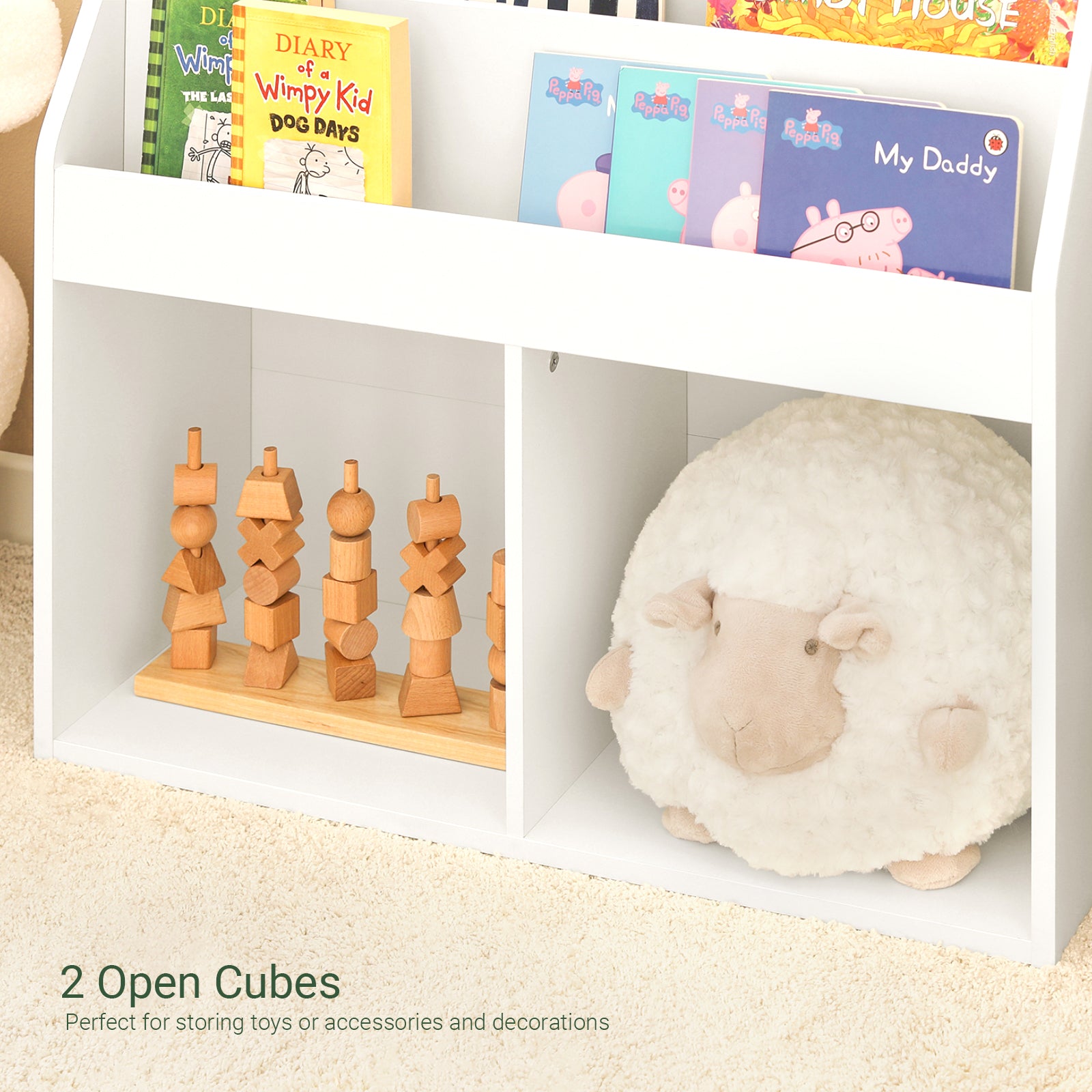 SoBuy Children Kids Bookcase Storage Display Rack Organizer Holder KMB01-W