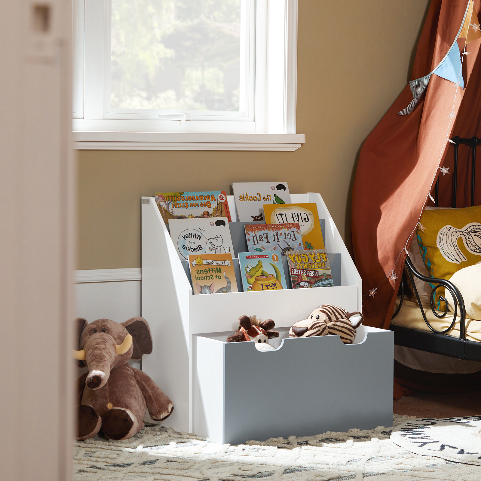 SoBuy Children Kids Bookcase Book Shelf Storage Display Rack Organizer Holder,KMB17-HG