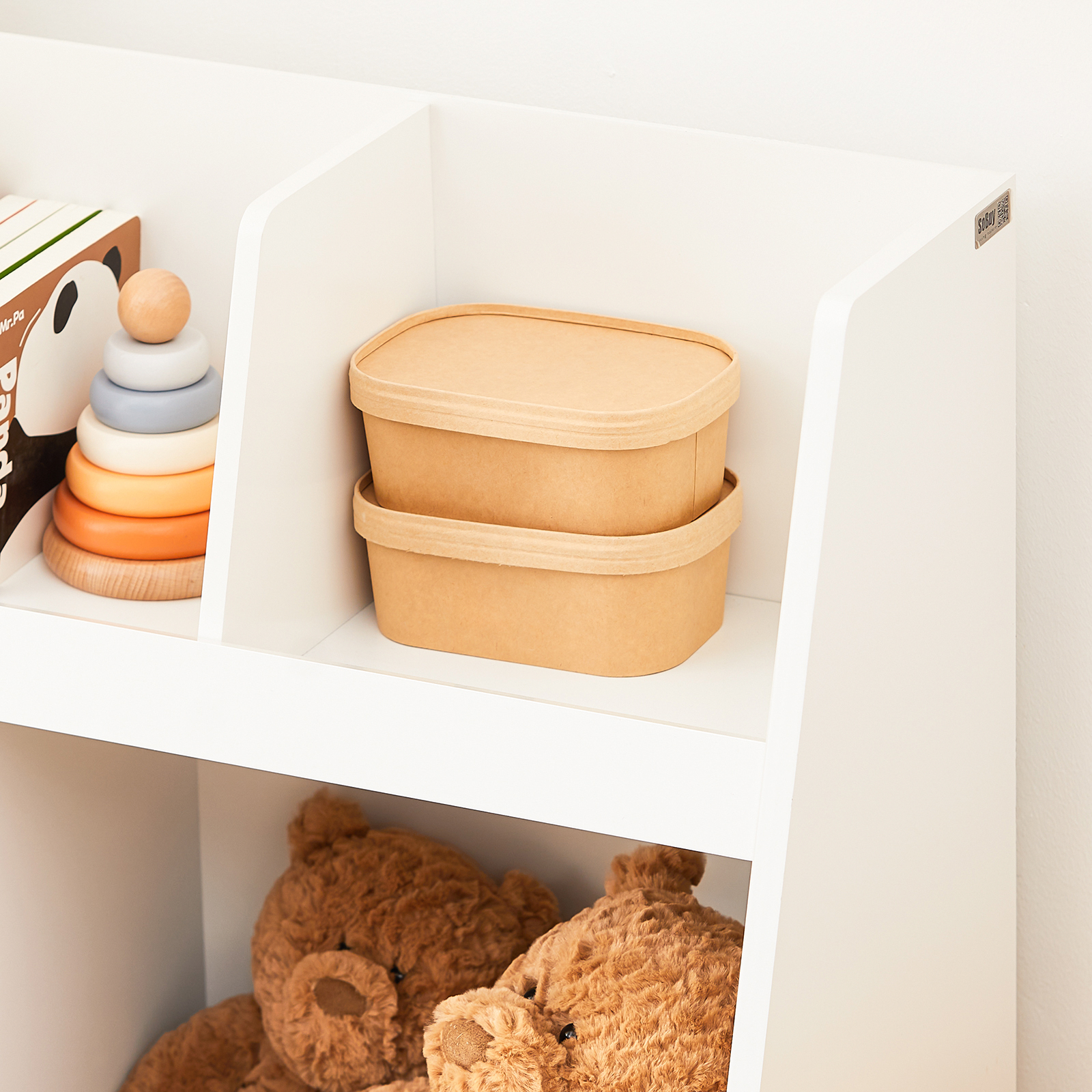 SoBuy Children Kids Bookcase Book Shelf Storage Display Rack Organizer Holder KMB19-W