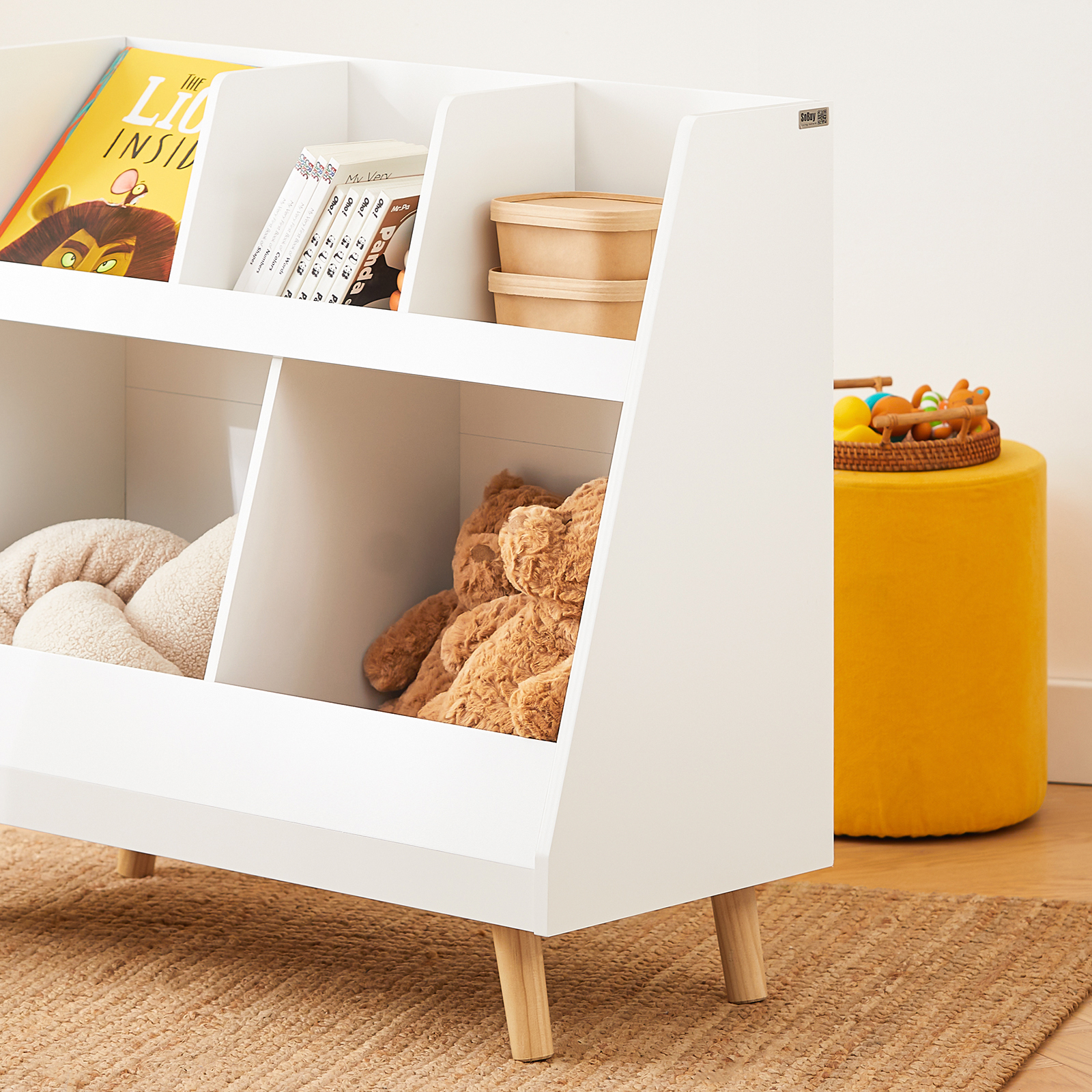SoBuy Children Kids Bookcase Book Shelf Storage Display Rack Organizer Holder KMB19-W
