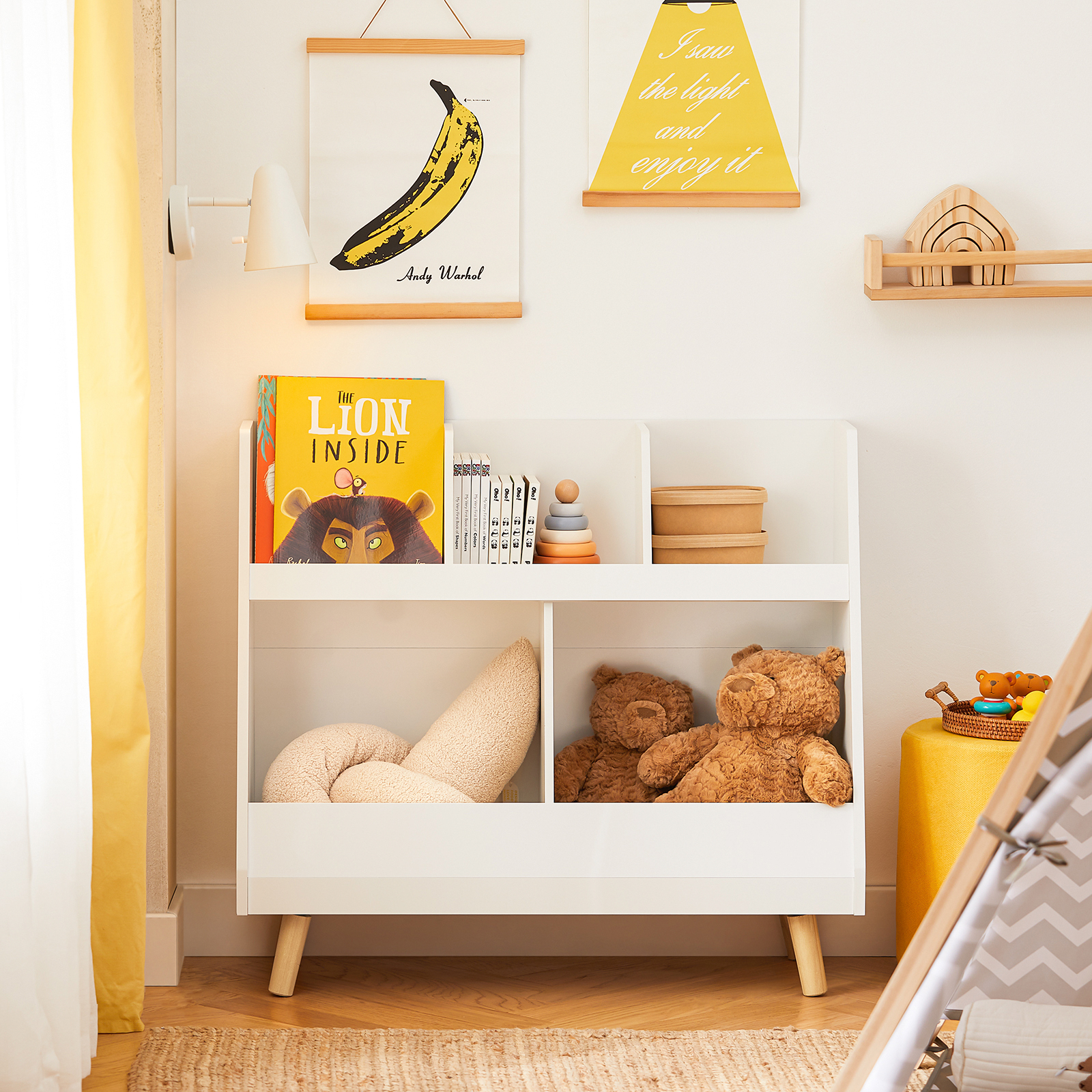 SoBuy Children Kids Bookcase Book Shelf Storage Display Rack Organizer Holder KMB19-W