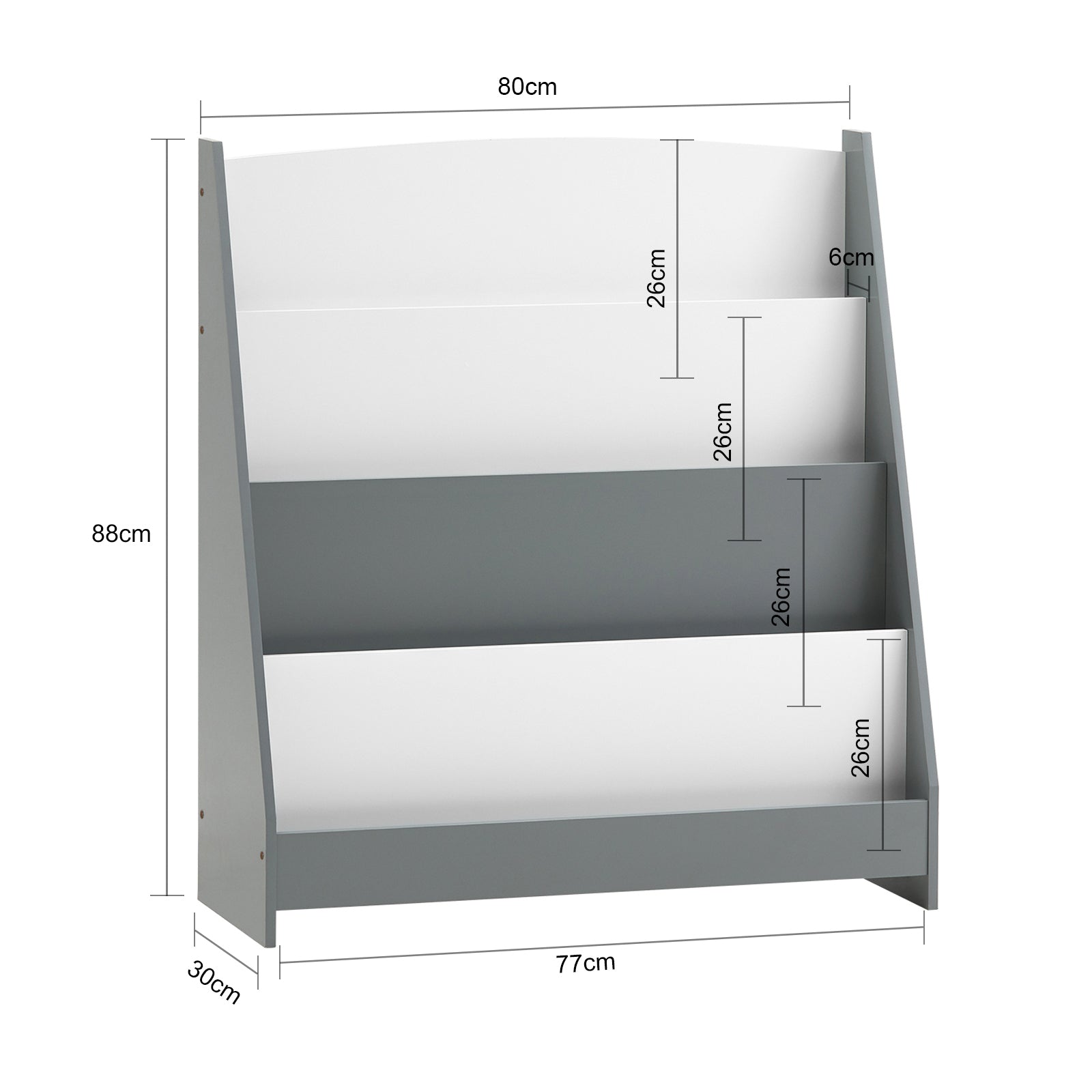 SoBuy Children's Bookcase Newspaper Rack with 4 Shelves Storage Shelf for Children KMB32-HG