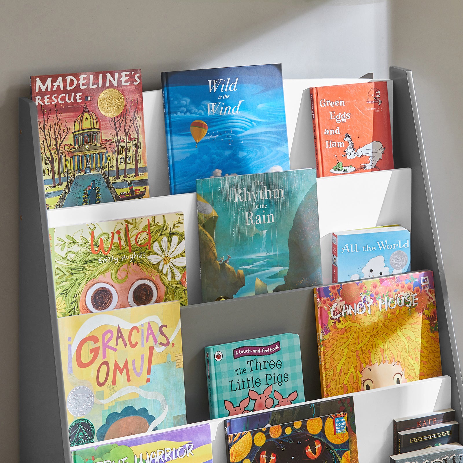 SoBuy Children's Bookcase Newspaper Rack with 4 Shelves Storage Shelf for Children KMB32-HG