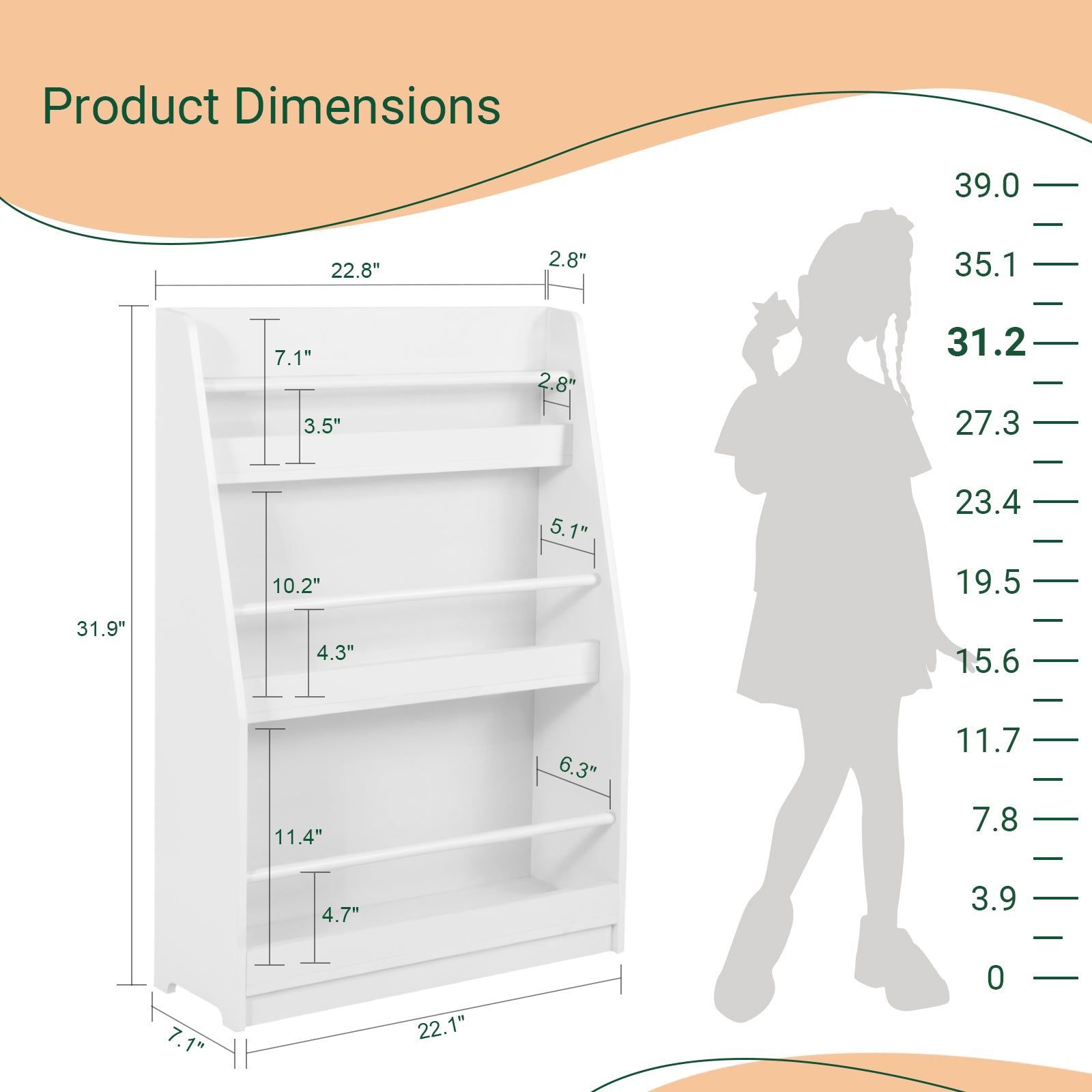 SoBuy Children Kids Bookcase Book Shelf Toy Shelf Storage Display Shelf Rack Organizer Holder with 3 Shelves KMB45-W