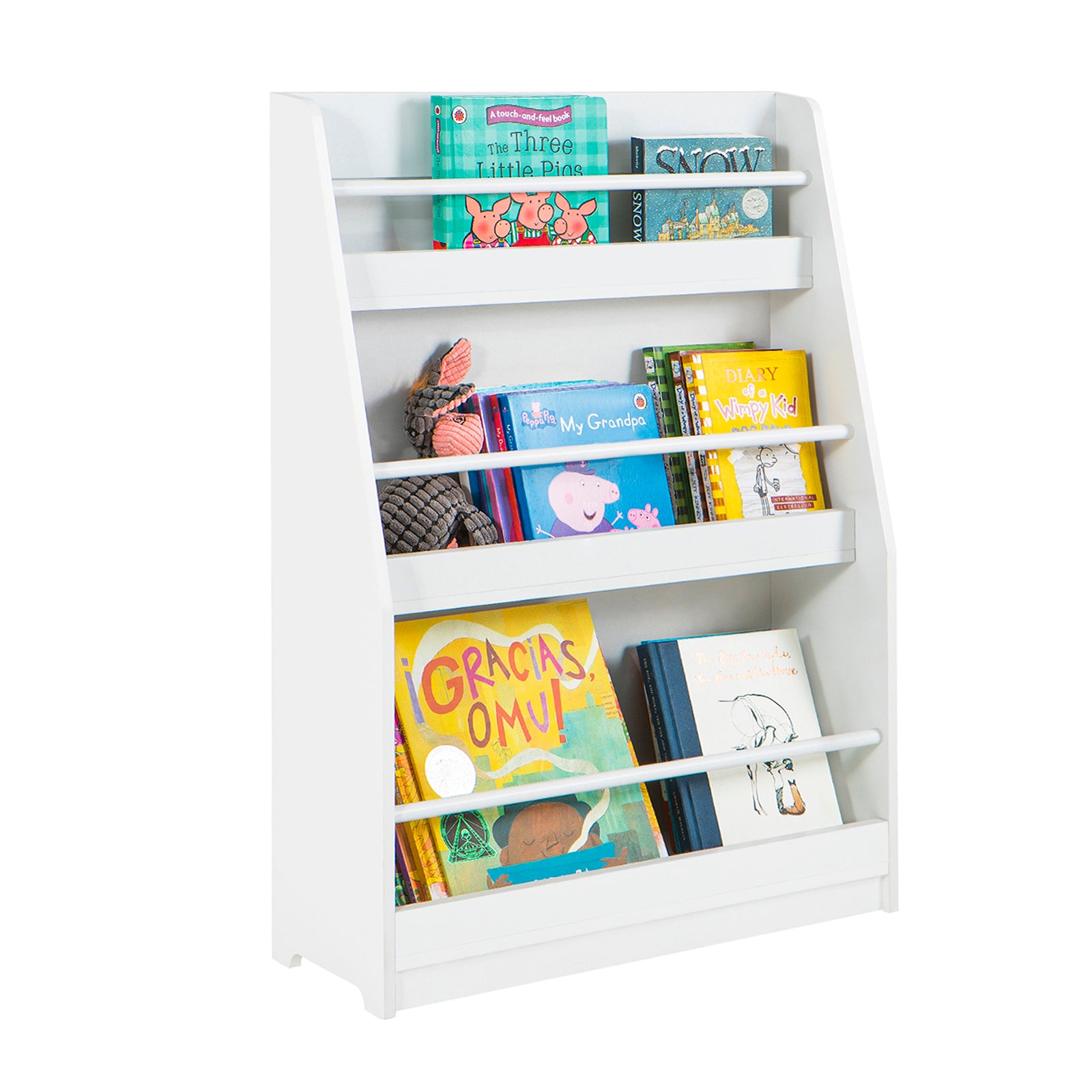 SoBuy Children Kids Bookcase Book Shelf Toy Shelf Storage Display Shelf Rack Organizer Holder with 3 Shelves KMB45-W