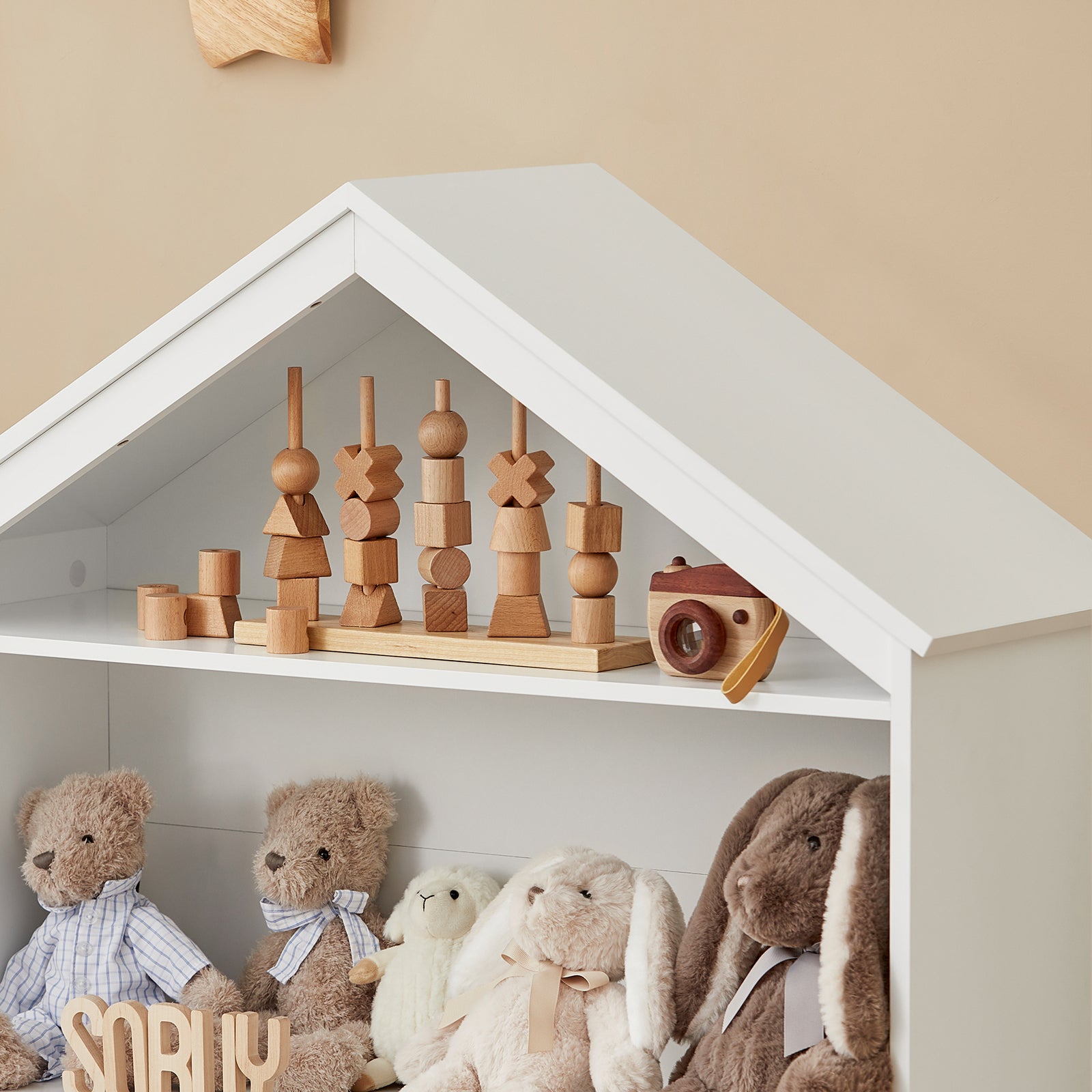 SoBuy KMB52-W, Children Kids Bookcase Book Shelf Storage Display Shelf with Mobile Toy Storage Chest
