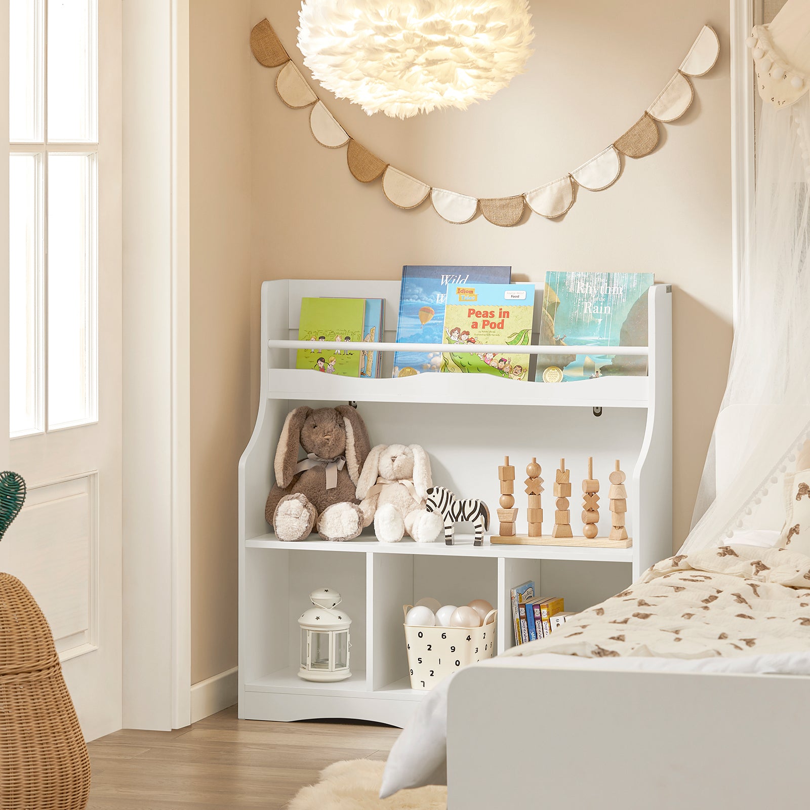 SoBuy KMB57-W,Children Kids Bookcase Book Shelf, Toy Storage Unit Storage Display Shelf Organizer
