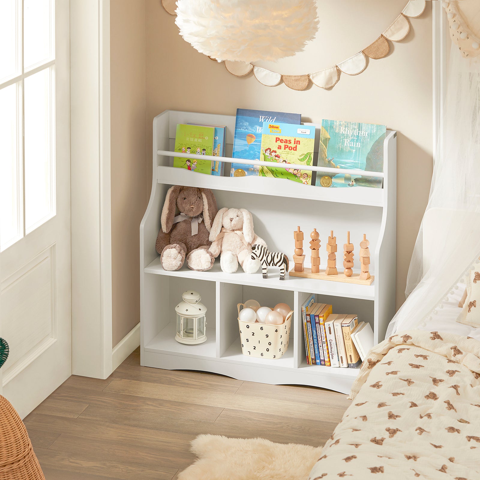 SoBuy KMB57-W,Children Kids Bookcase Book Shelf, Toy Storage Unit Storage Display Shelf Organizer