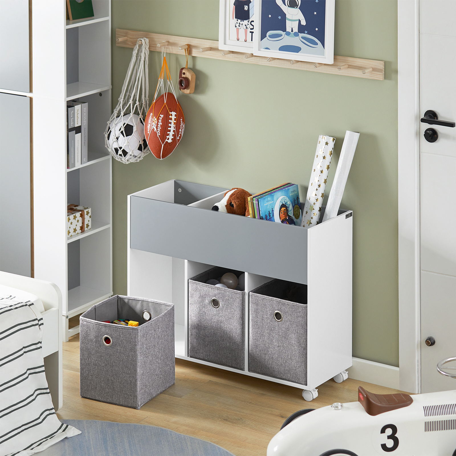SoBuy Children Kids Bookcase Toy Shelf Storage Display Shelf Rack Organizer On Wheels KMB61-HG
