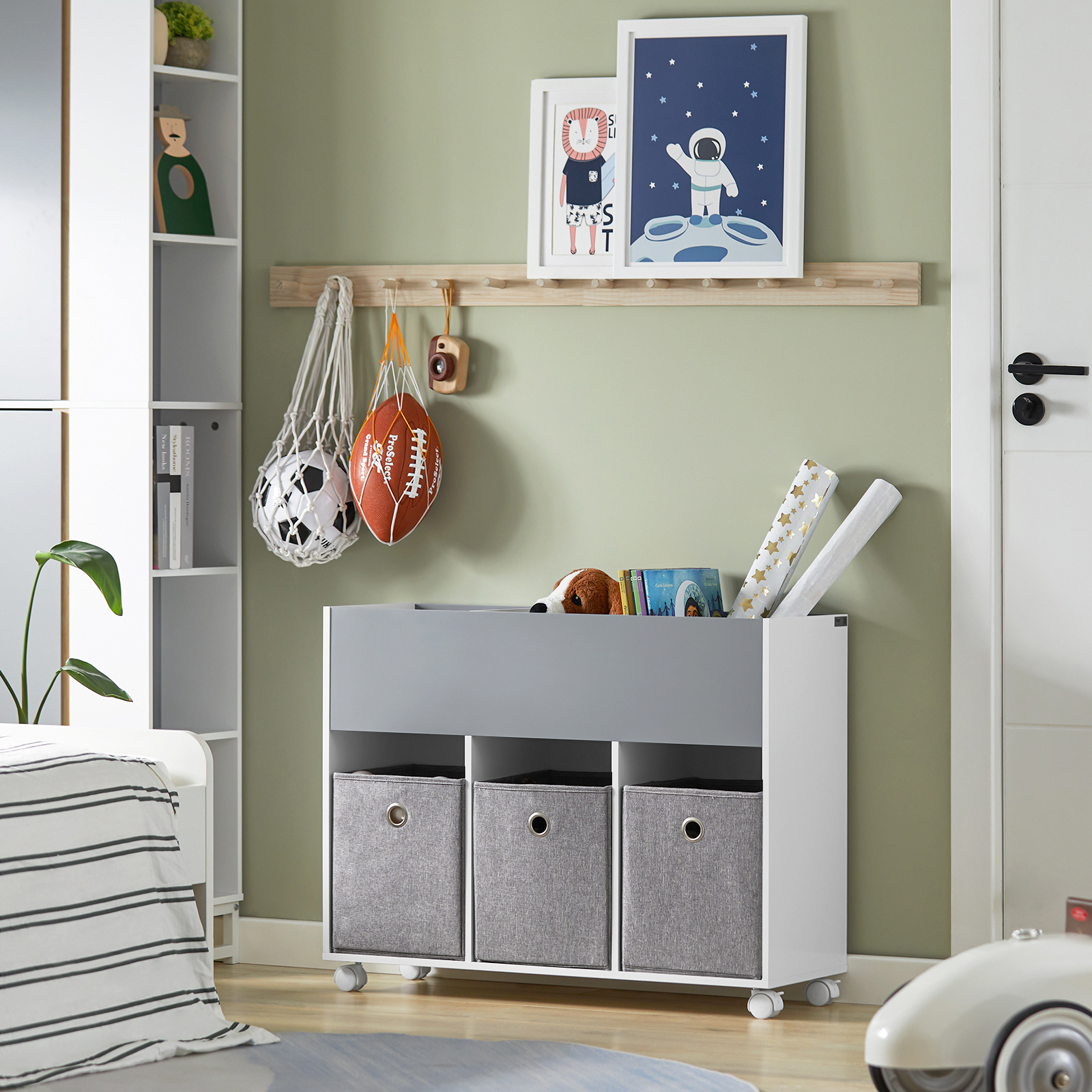 SoBuy Children Kids Bookcase Toy Shelf Storage Display Shelf Rack Organizer On Wheels KMB61-HG