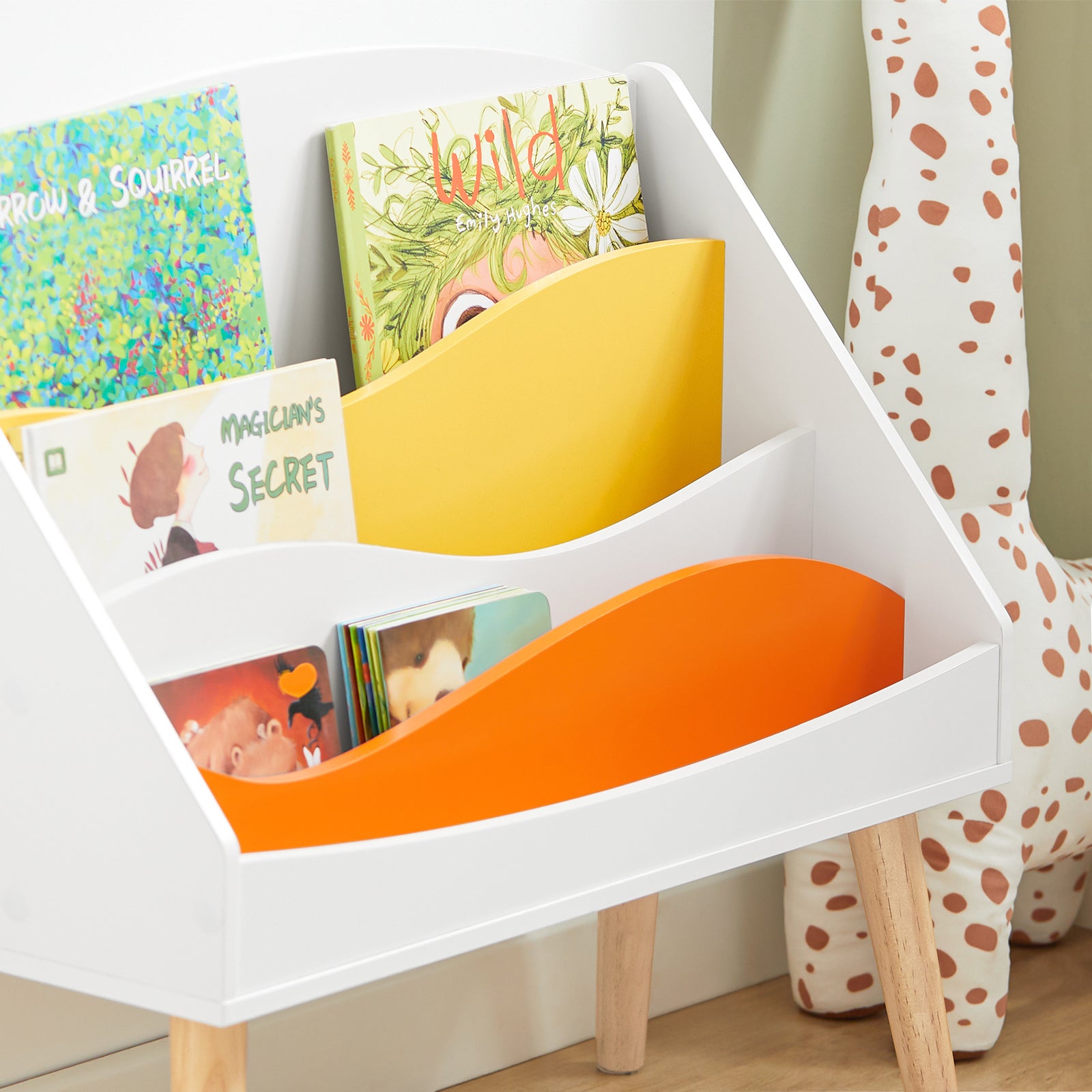 SoBuy KMB63-W,Children Kids Bookcase, Book Shelf Storage Display Shelving Cabinet Organizer