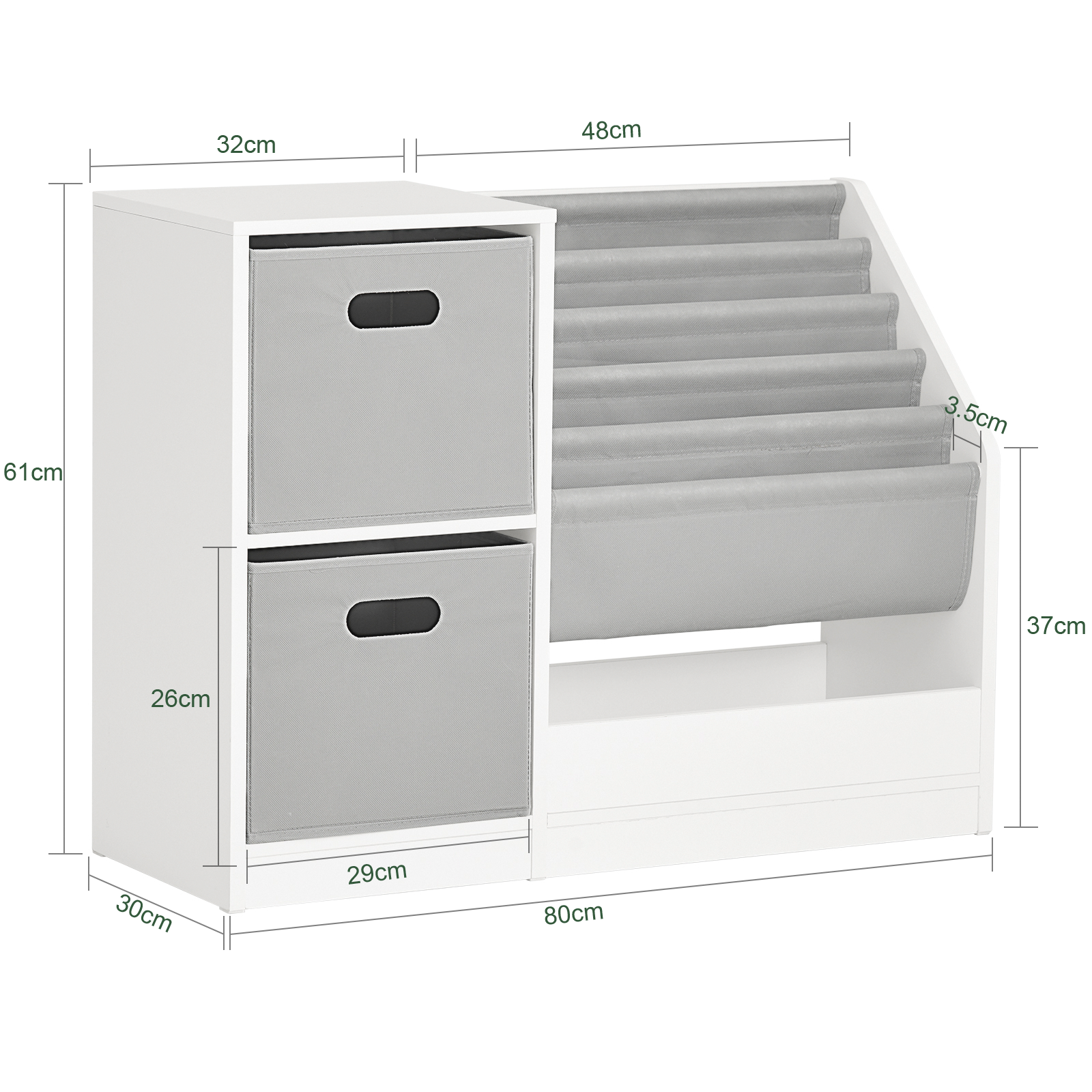 SoBuy Children Kids Bookcase Book Shelf Toy Shelf Standing Storage Shelf KMB76-W