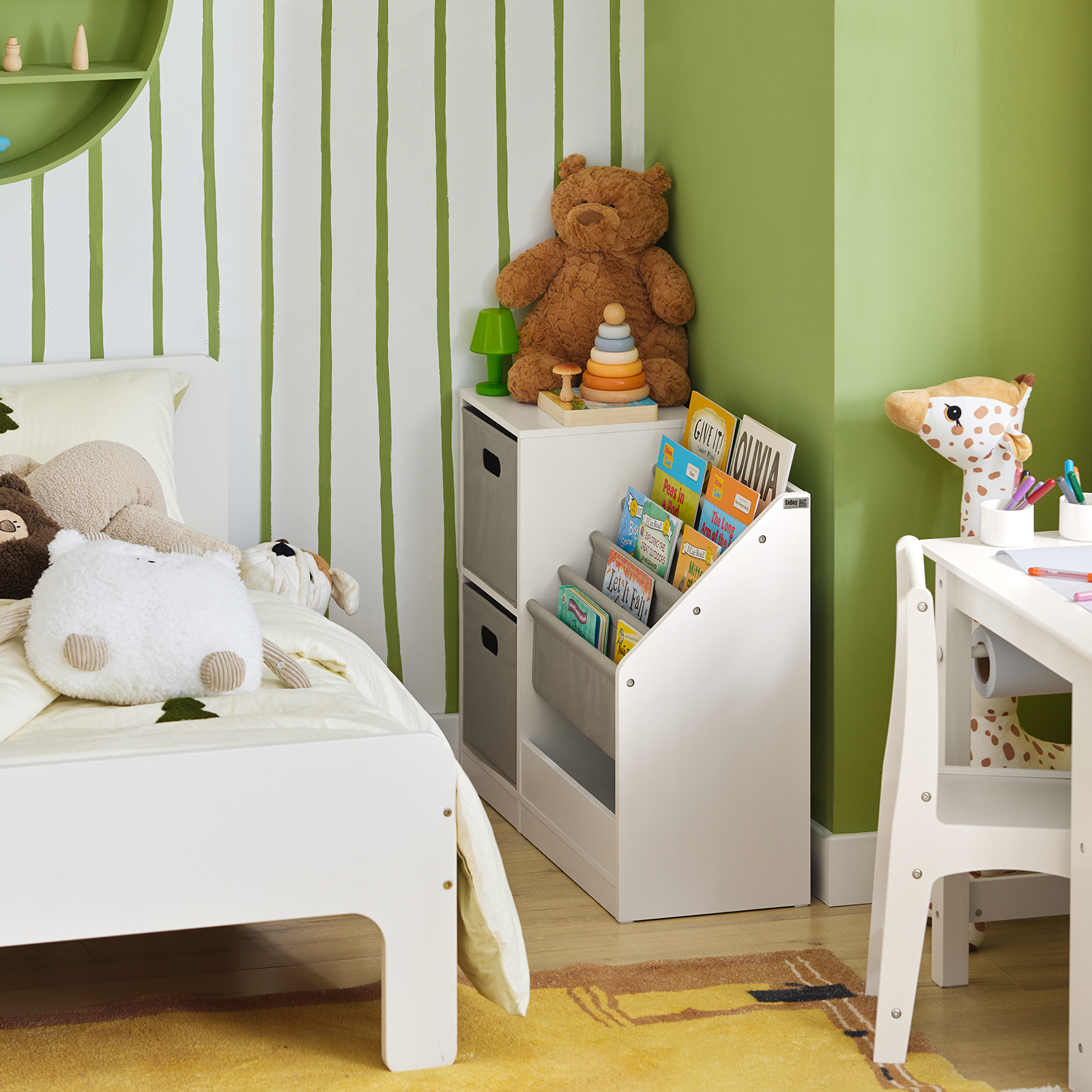 SoBuy Children Kids Bookcase Book Shelf Toy Shelf Standing Storage Shelf KMB76-W