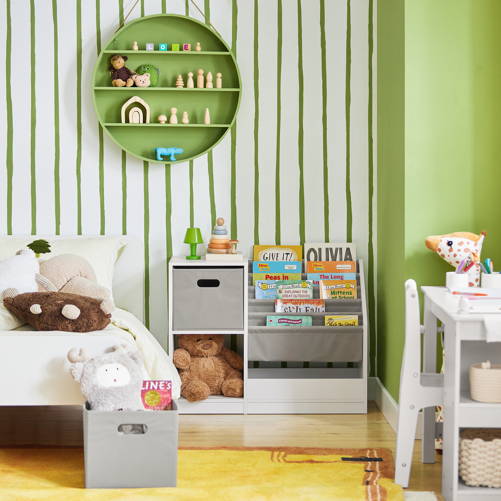 SoBuy Children Kids Bookcase Book Shelf Toy Shelf Standing Storage Shelf KMB76-W