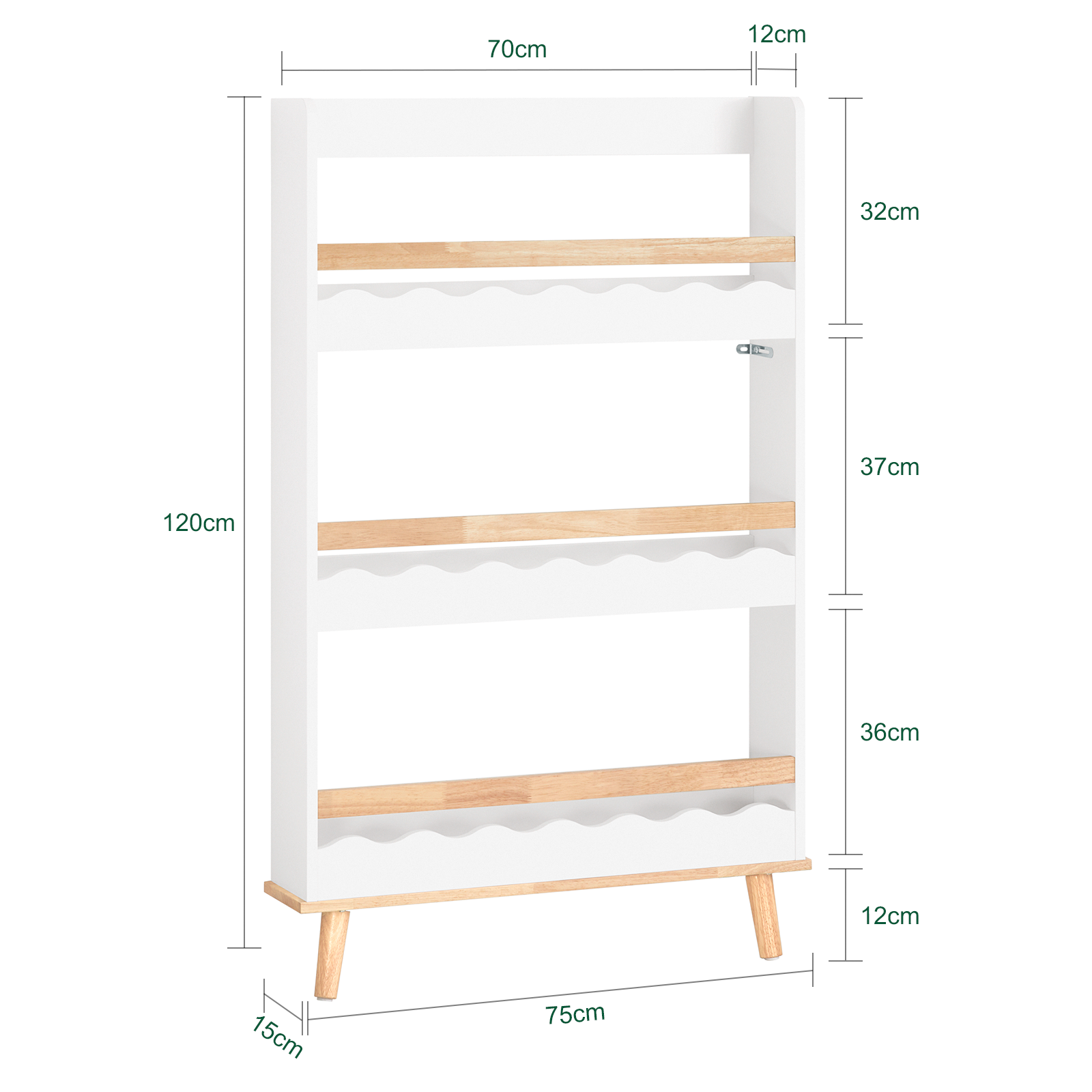 SoBuy KMB77-W Children Kids Bookcase Book Shelf Wall Shelf 3 Tiers Storage Shelf Rack