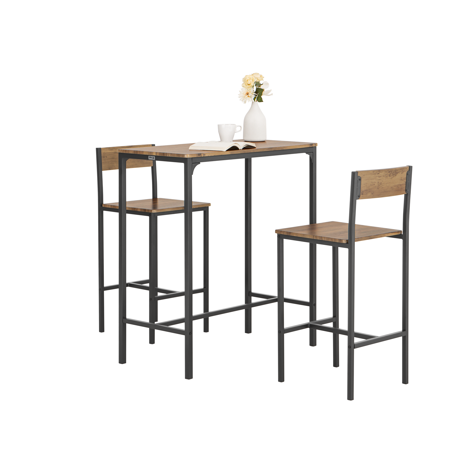 SoBuy OGT03-XL, Bar Set-1 Bar Table and 2 Stools, 3 Pieces Home Kitchen Breakfast Bar Set Furniture Dining Set