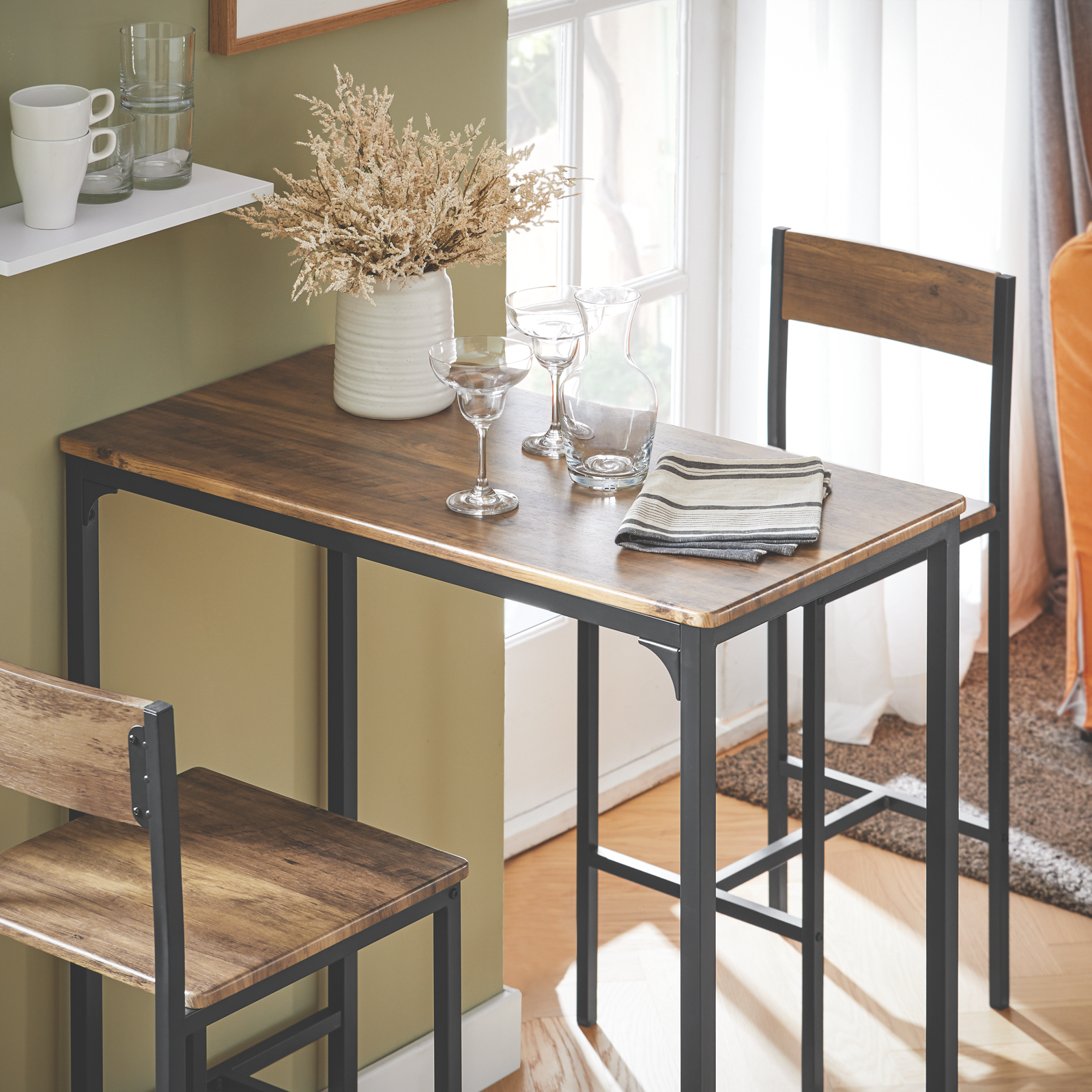 SoBuy OGT03-XL, Bar Set-1 Bar Table and 2 Stools, 3 Pieces Home Kitchen Breakfast Bar Set Furniture Dining Set