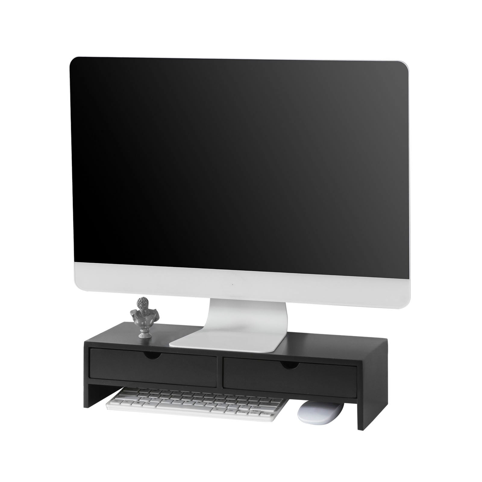 SoBuy BBF02-SCH, Monitor Stand Computer Screen Monitor Stand Monitor Riser Desk Organizer with 2 Drawers