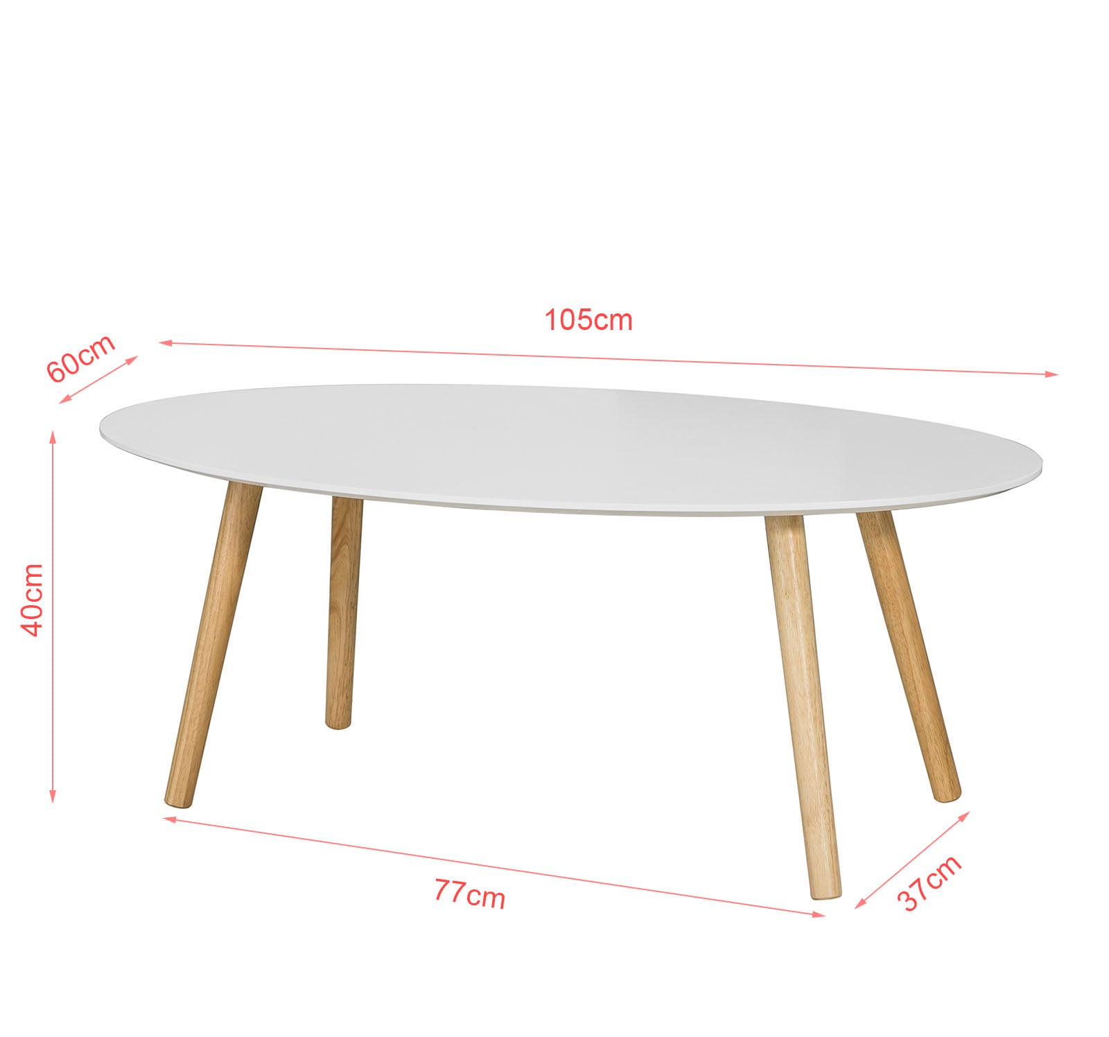 SoBuy Oval Wooden Coffee Table Living Room End Table FBT61-W