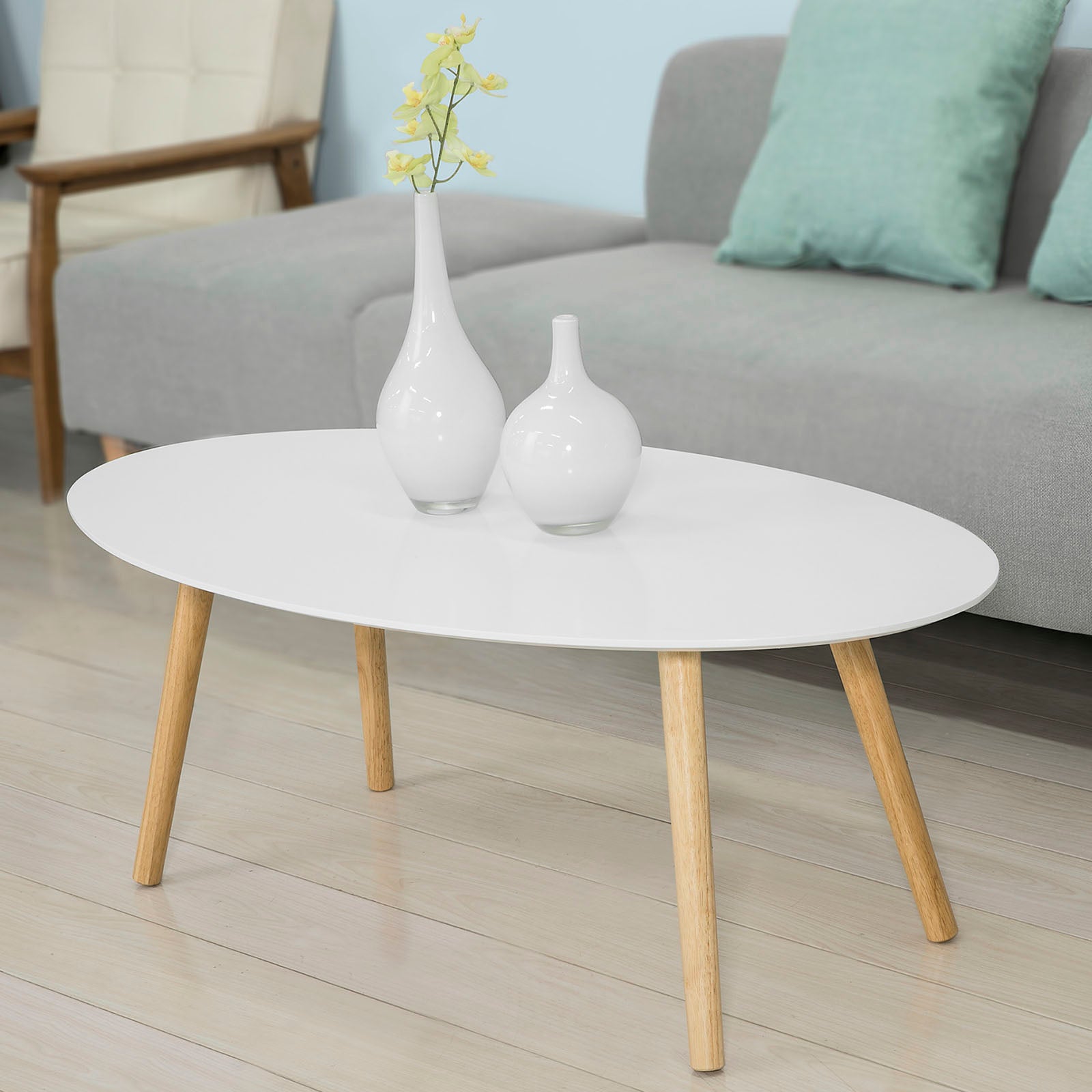 SoBuy Oval Wooden Coffee Table Living Room End Table FBT61-W