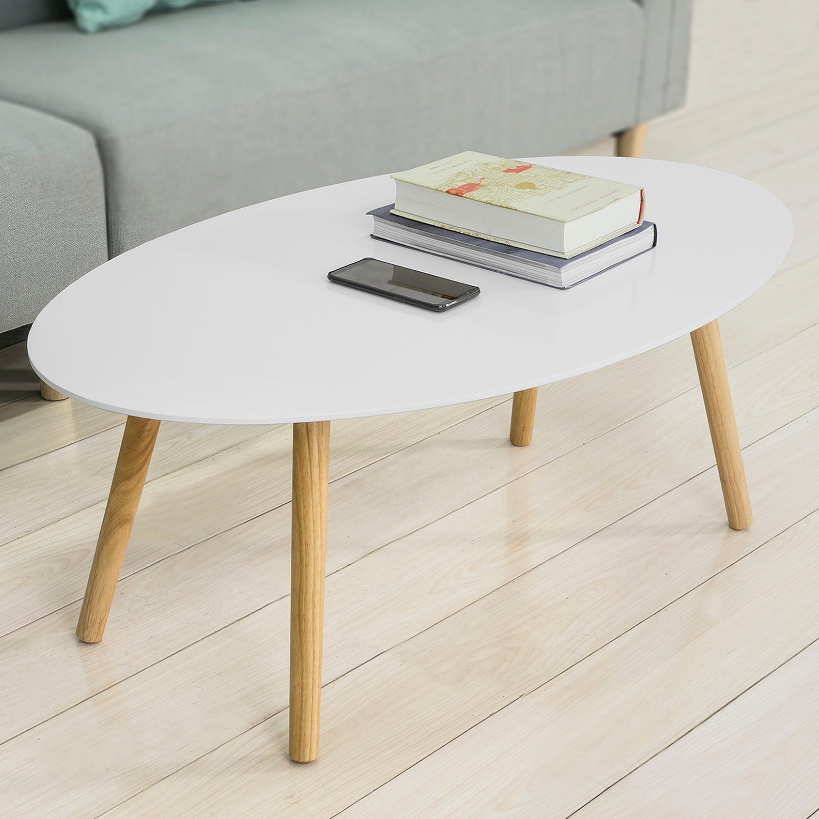 SoBuy Oval Wooden Coffee Table Living Room End Table FBT61-W